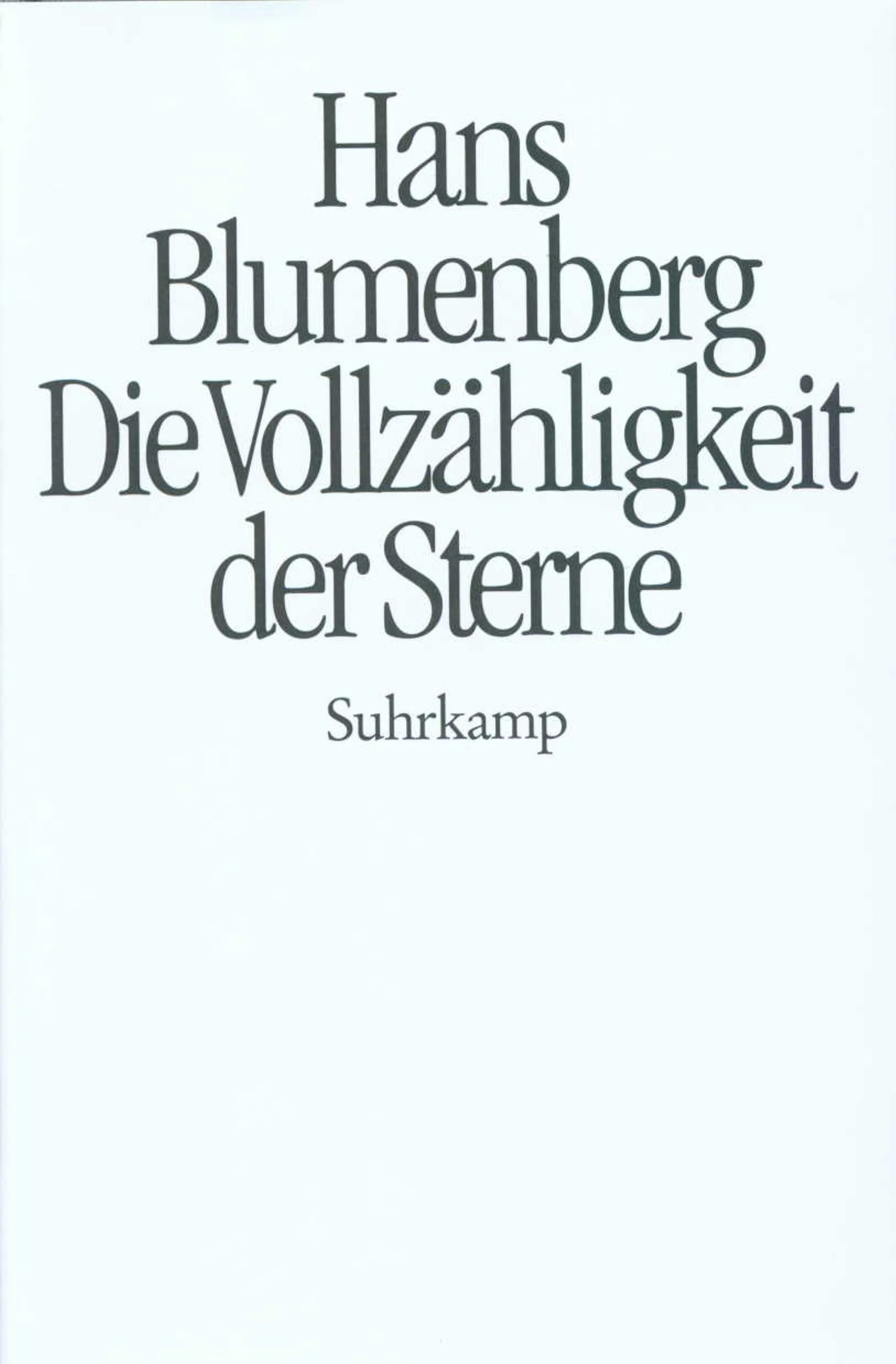 Buchcover von 'Die Vollzähligkeit der Sterne' - Gebundene Ausgabe von Hans Blumenberg