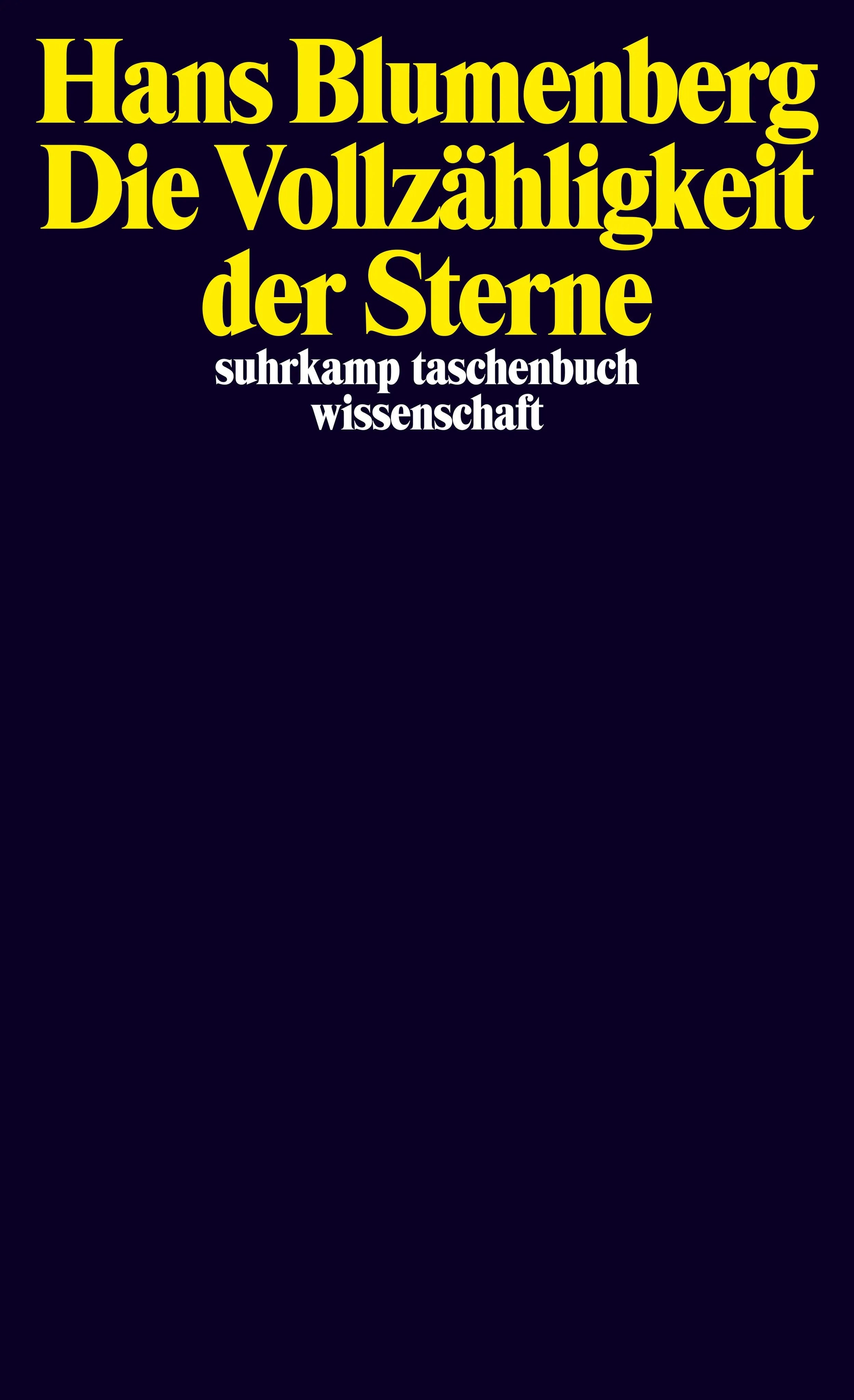 Buchcover von 'Die Vollzähligkeit der Sterne' - Taschenbuch von Hans Blumenberg