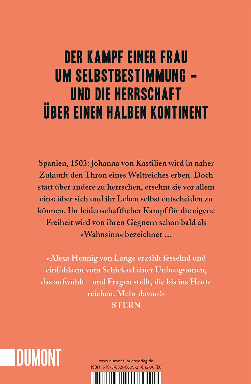 Buchrückseite von 'Die Wahnsinnige' mit Klappentext - Taschenbuch