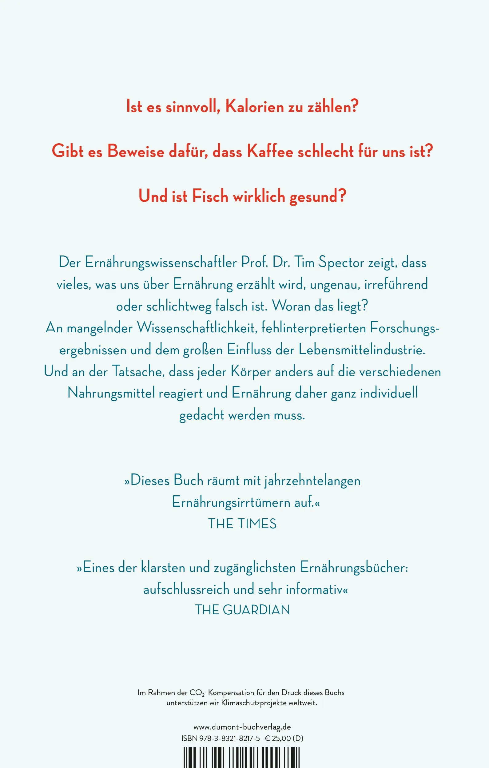BuchrÃ¼ckseite von 'Die Wahrheit über unser Essen' mit Klappentext - Gebundene Ausgabe