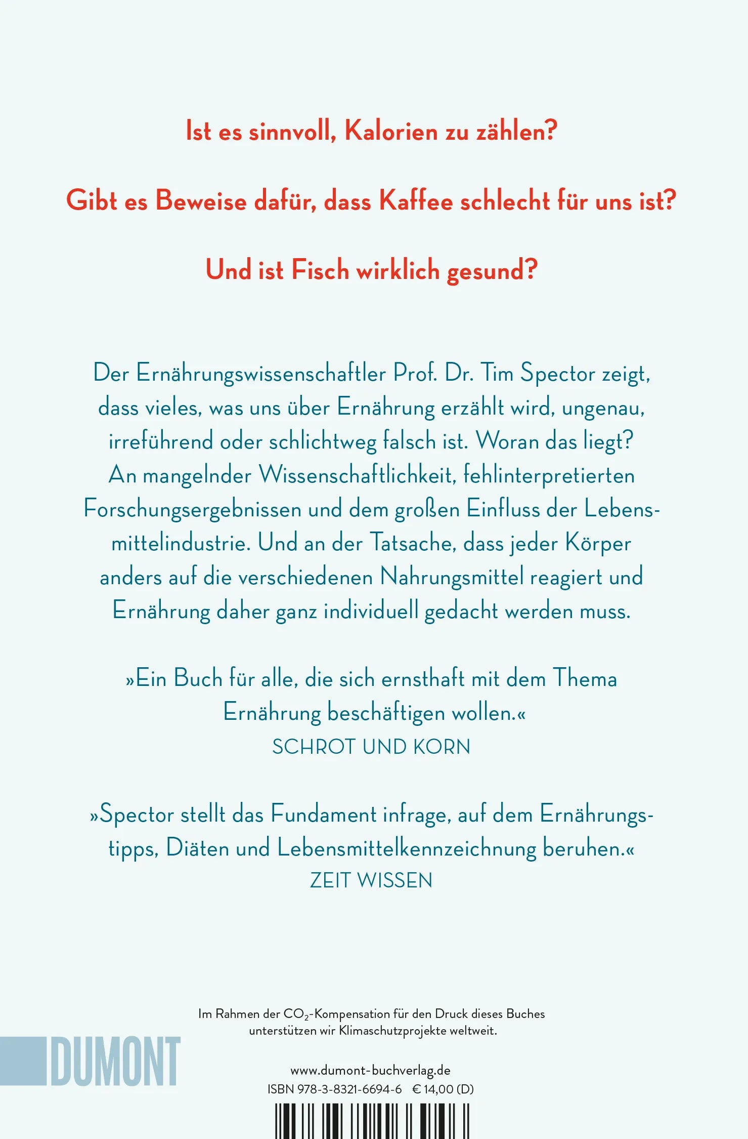 BuchrÃ¼ckseite von 'Die Wahrheit über unser Essen' mit Klappentext - Taschenbuch