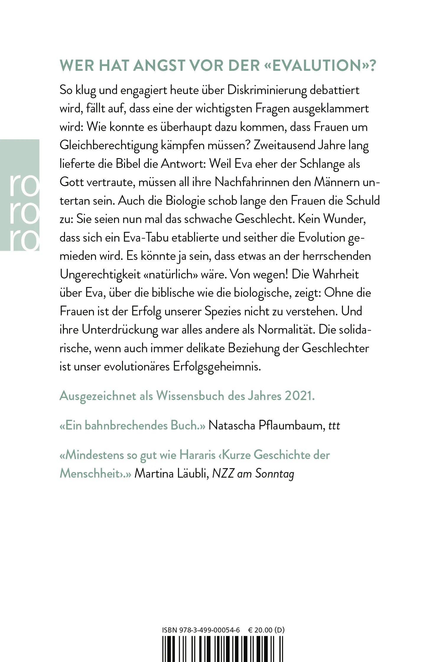 Buchrückseite von 'Die Wahrheit über Eva' mit Klappentext - Taschenbuch