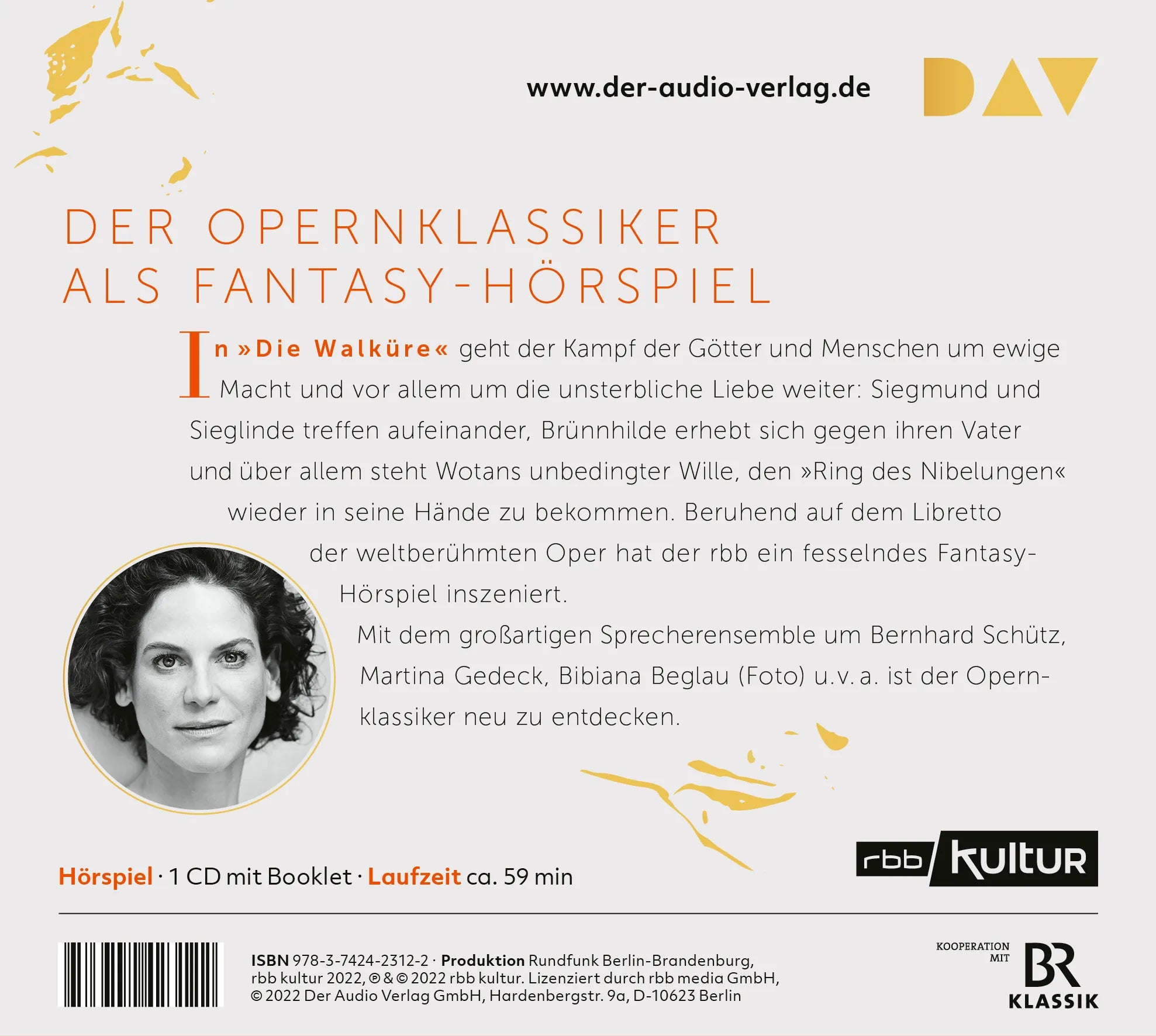 Buchrückseite von 'Die Walküre. Der Ring des Nibelungen 2' mit Klappentext - Hörbuch (CD)