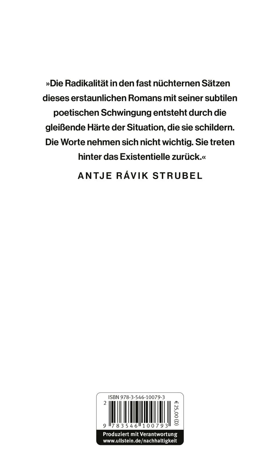 Buchrückseite von 'Die Wand' mit Klappentext - Gebundene Ausgabe