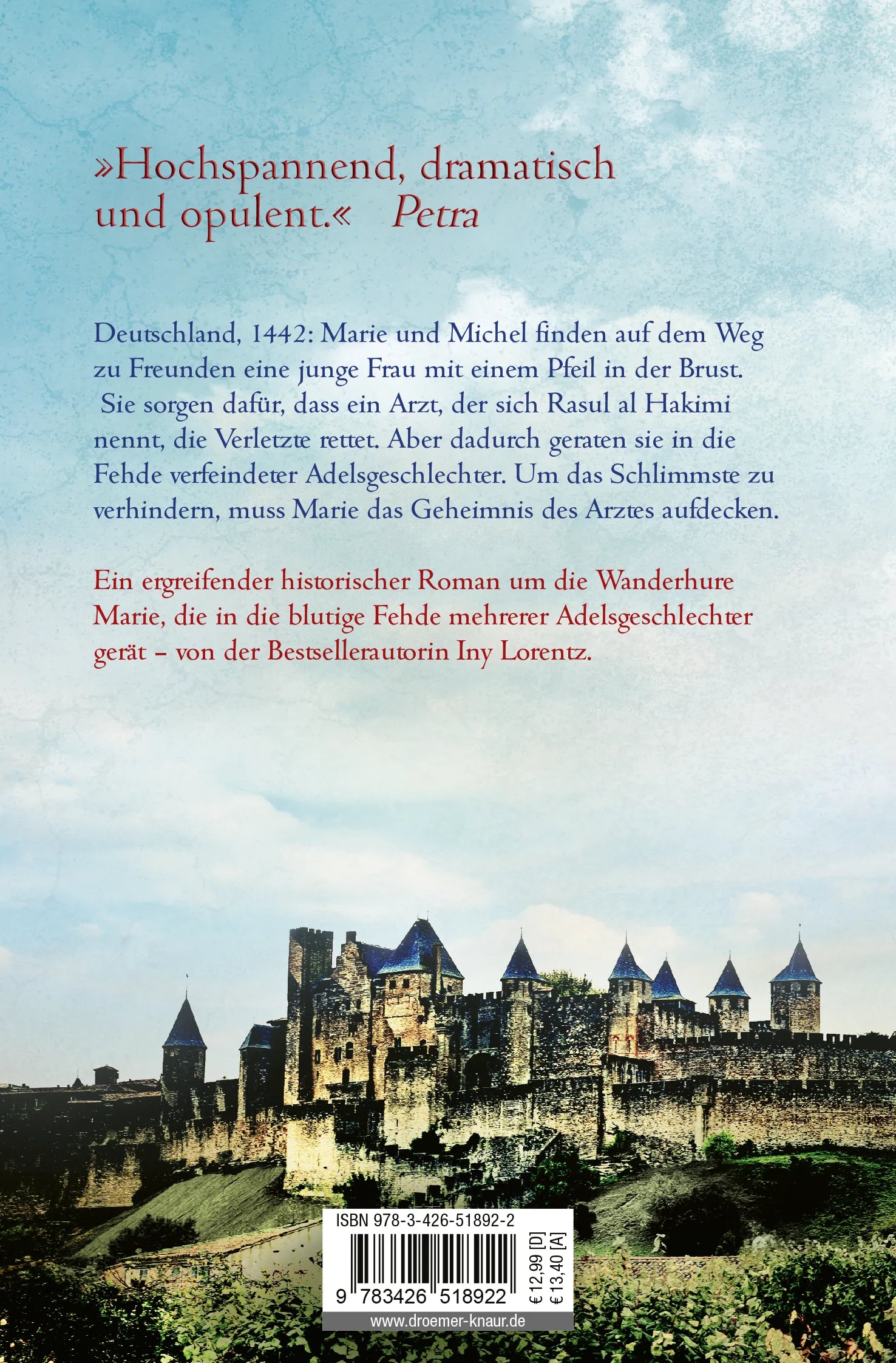 Buchrückseite von 'Die Wanderhure und der orientalische Arzt' mit Klappentext - Taschenbuch