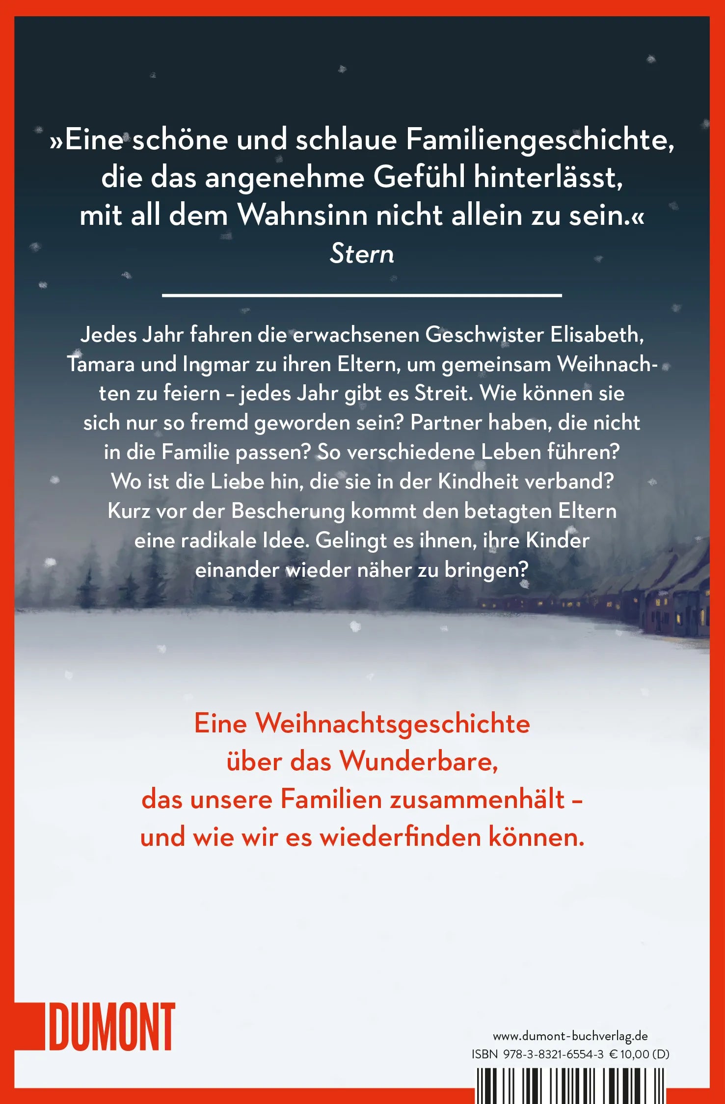 Buchrückseite von 'Die Weihnachtsgeschwister' mit Klappentext - Taschenbuch