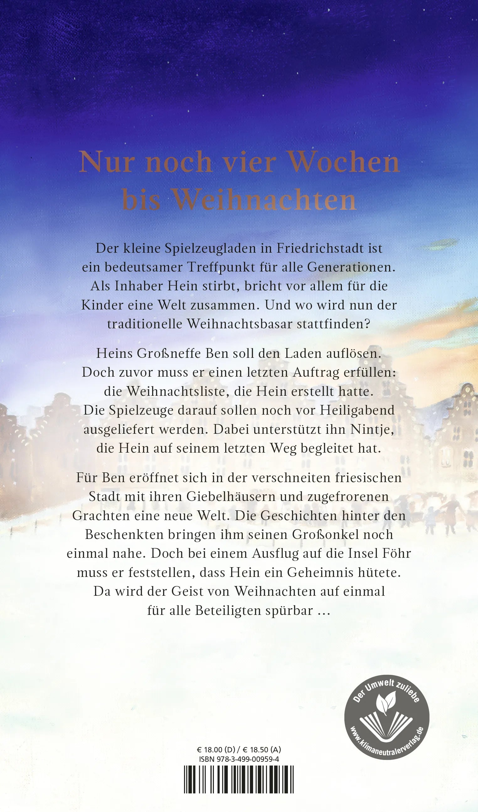 Buchrückseite von 'Die Weihnachtsliste' mit Klappentext - Gebundene Ausgabe