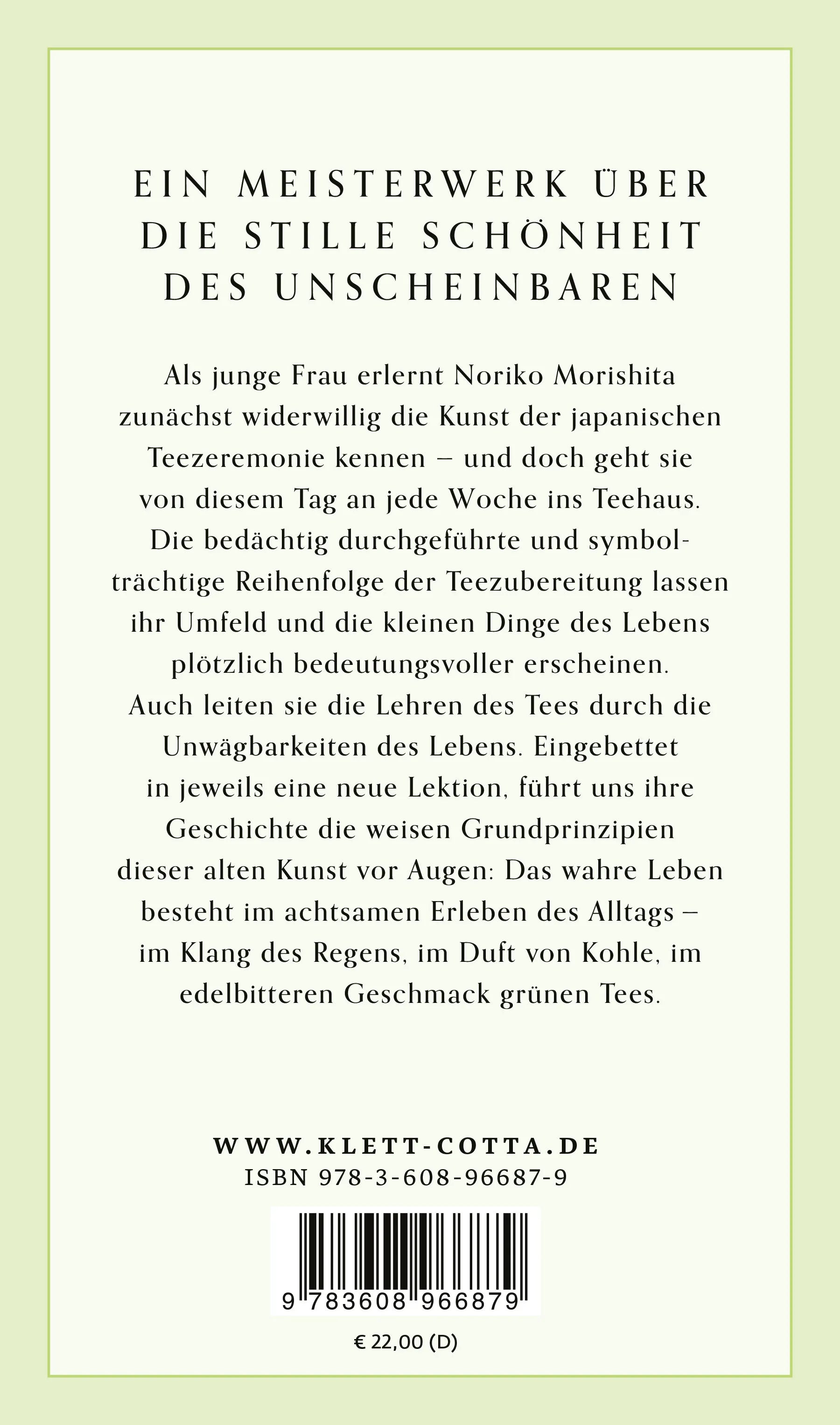 Buchrückseite von 'Die Weisheit des Tees' mit Klappentext - Gebundene Ausgabe