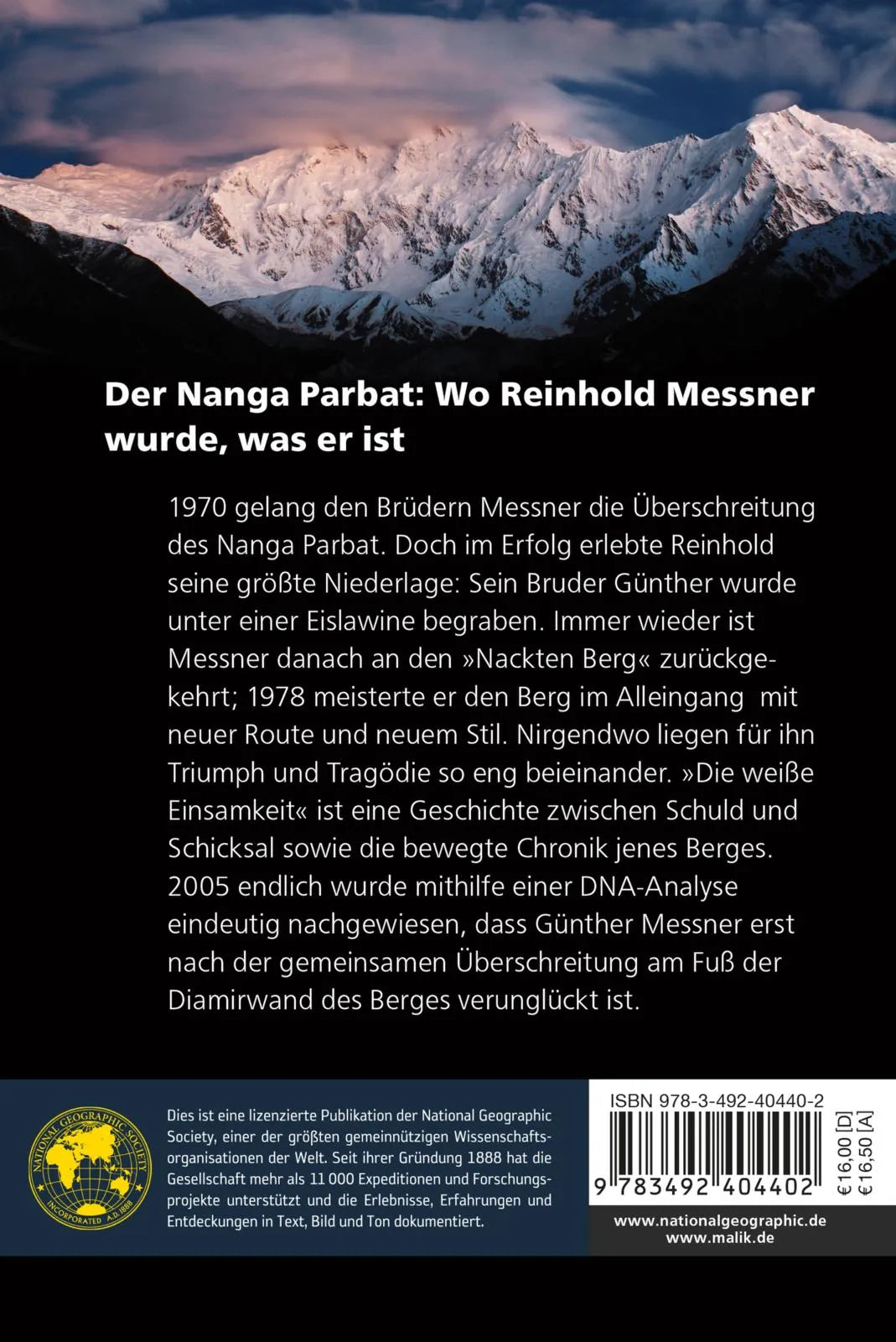 Buchrückseite von 'Die weiße Einsamkeit' mit Klappentext - Taschenbuch