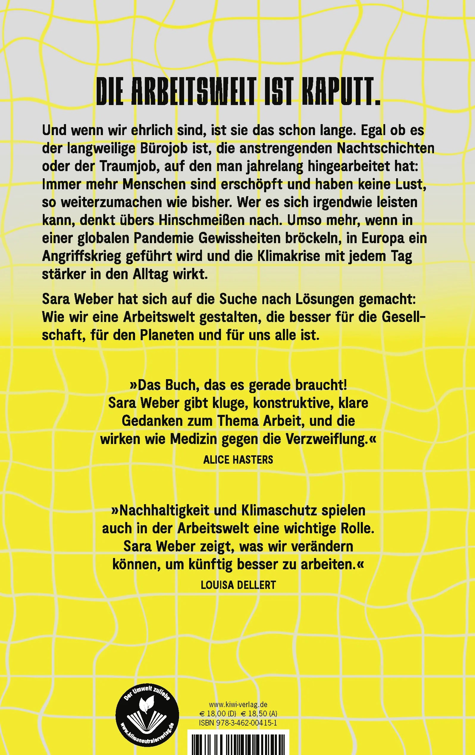 Buchrückseite von 'Die Welt geht unter, und ich muss trotzdem arbeiten?' mit Klappentext - Paperback