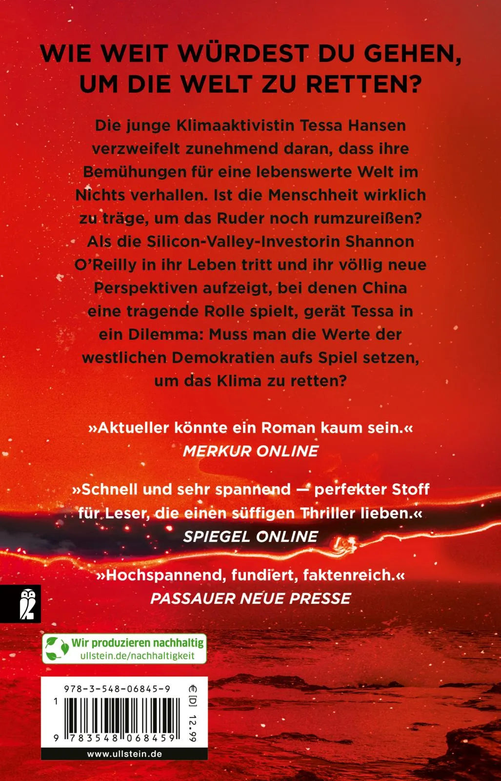 Buchrückseite von 'Die Welt kippt' mit Klappentext - Taschenbuch