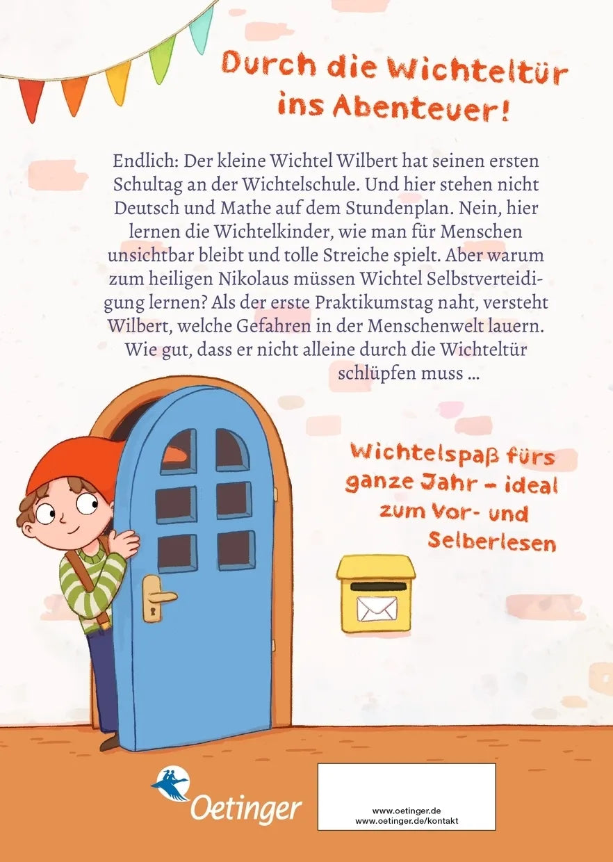 Buchrückseite von 'Die Wichtelschule' mit Klappentext - Gebundene Ausgabe