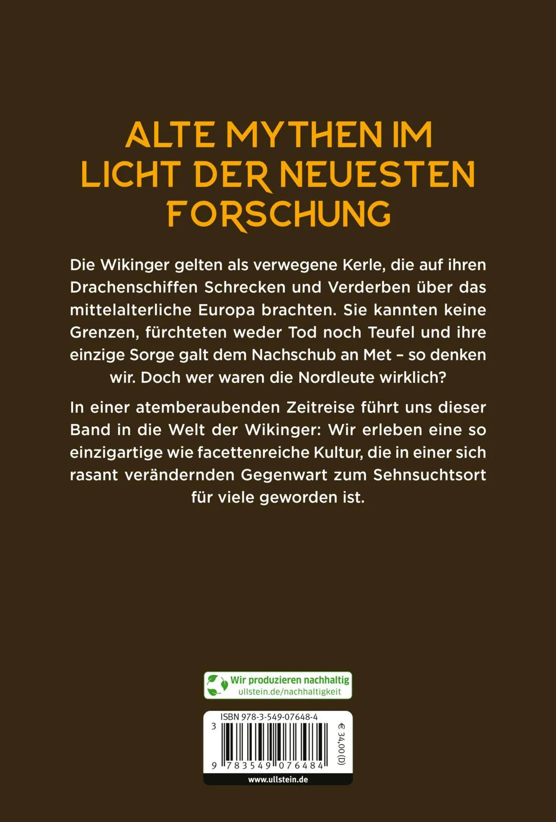 Buchrückseite von 'Die Wikinger' mit Klappentext - Gebundene Ausgabe