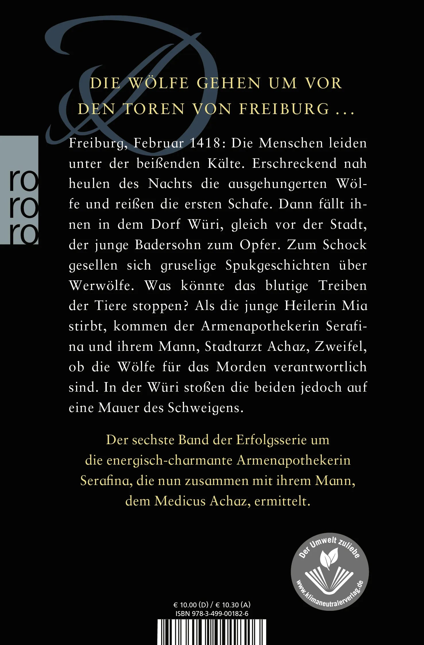Buchrückseite von 'Die Wölfe vor den Toren' mit Klappentext - Taschenbuch
