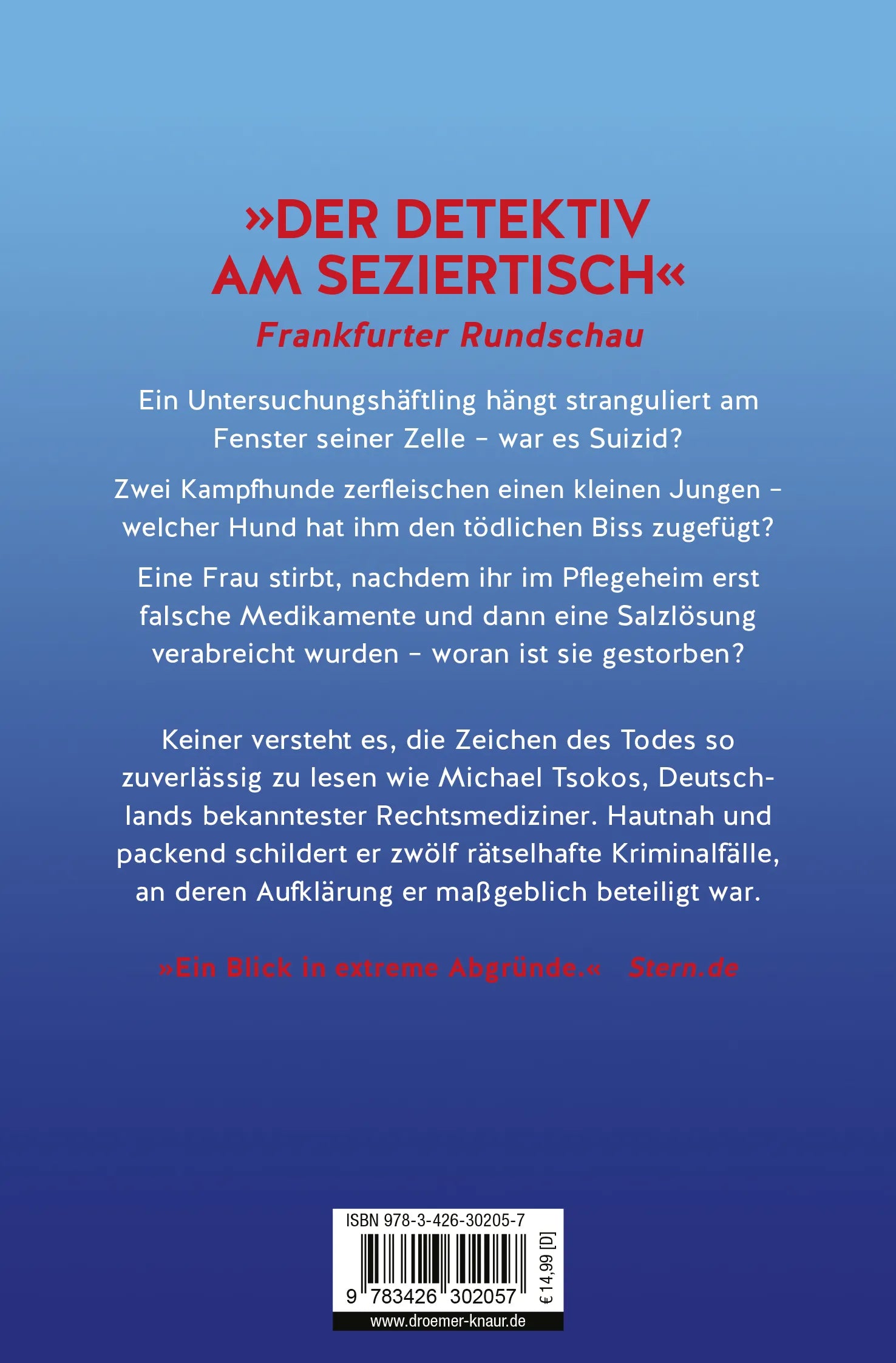 Buchrückseite von 'Die Zeichen des Todes' mit Klappentext - Taschenbuch