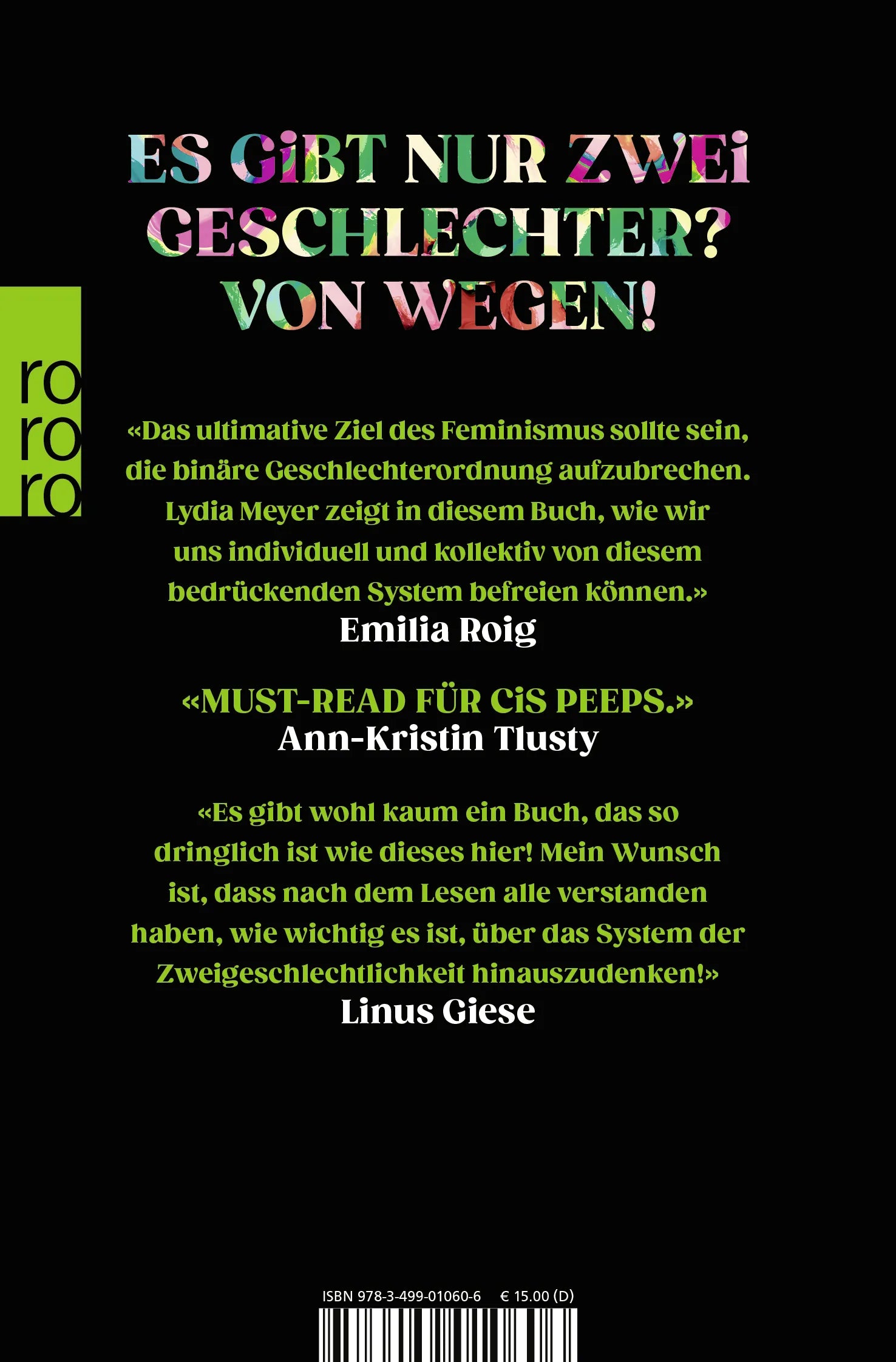 Buchrückseite von 'Die Zukunft ist nicht binär' mit Klappentext - Taschenbuch