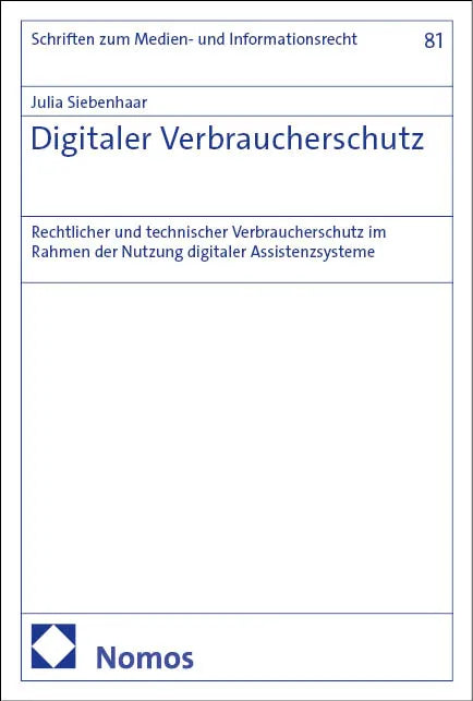 Cover: Digitaler Verbraucherschutz (E-Book) von Julia Siebenhaar