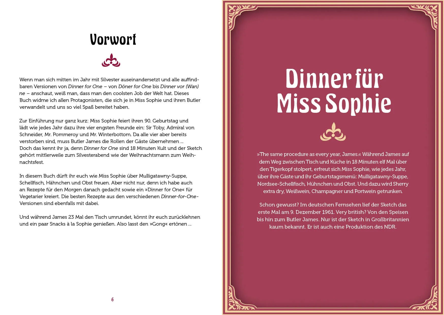 Innenansicht von 'Dinner for One – Das Kochbuch' - Gebundene Ausgabe