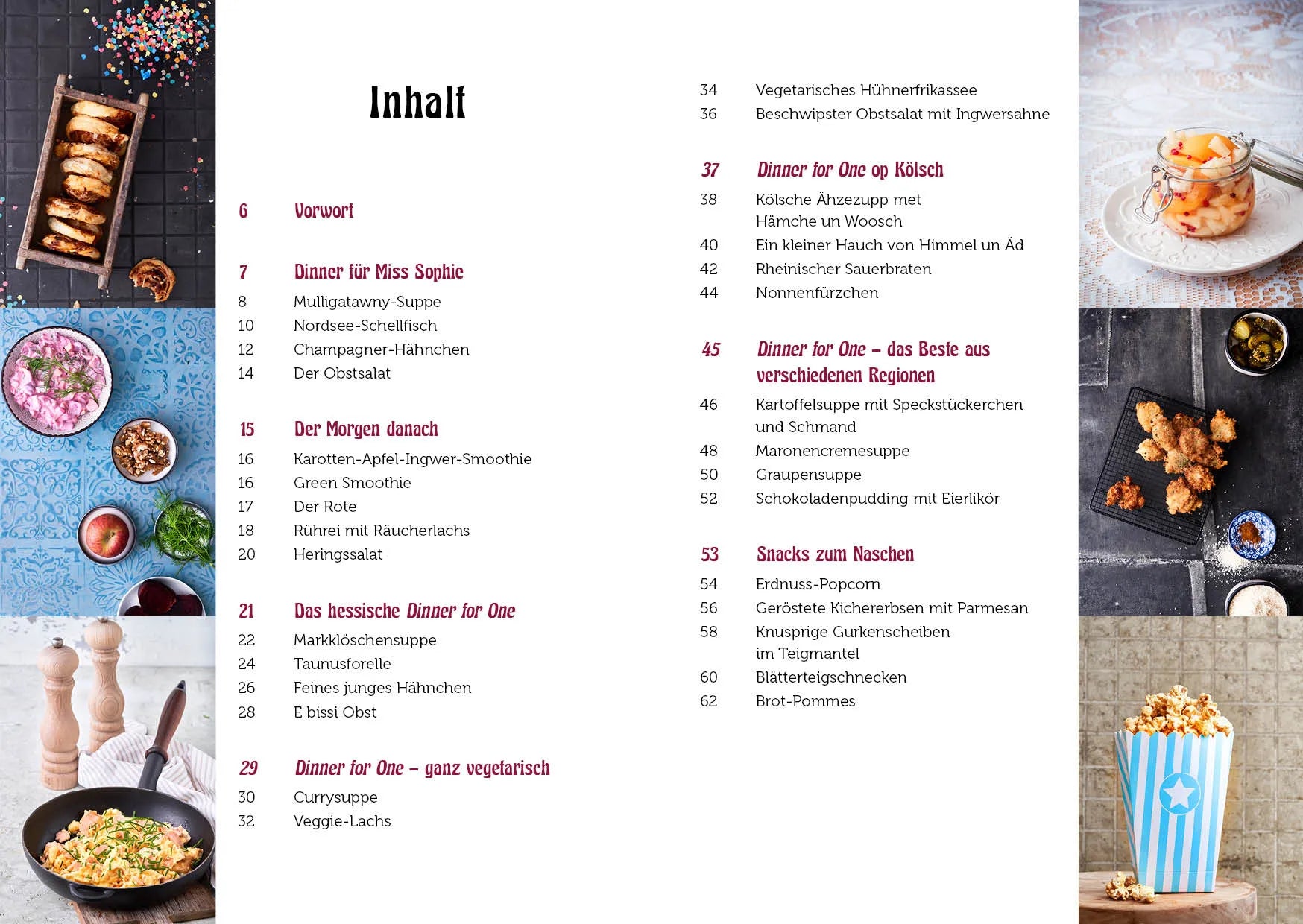 Innenansicht von 'Dinner for One – Das Kochbuch' - Gebundene Ausgabe