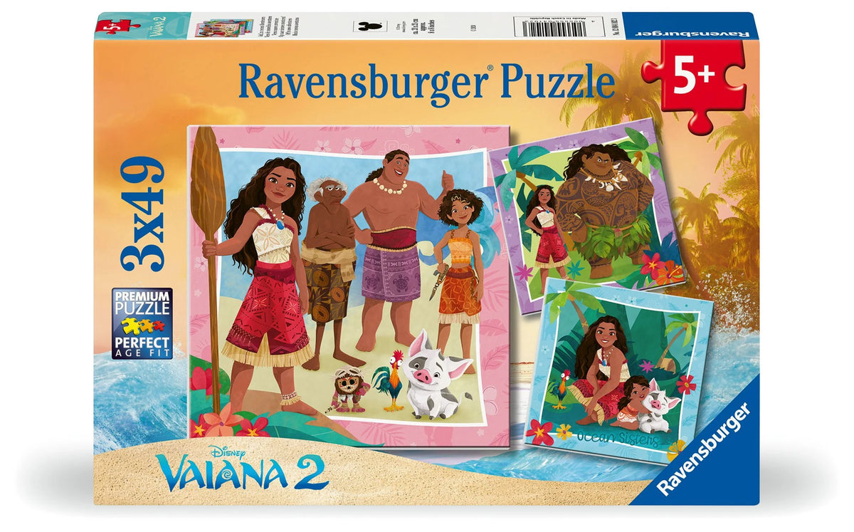 Kinderpuzzle: Kinderpuzzle 3x49 Teile - Disney Vaiana 2 - Auf, zu neuen Abenteuern