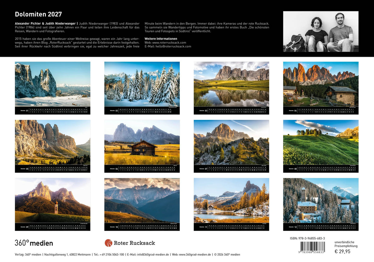 Dolomiten Premiumkalender 2027 – Ansicht