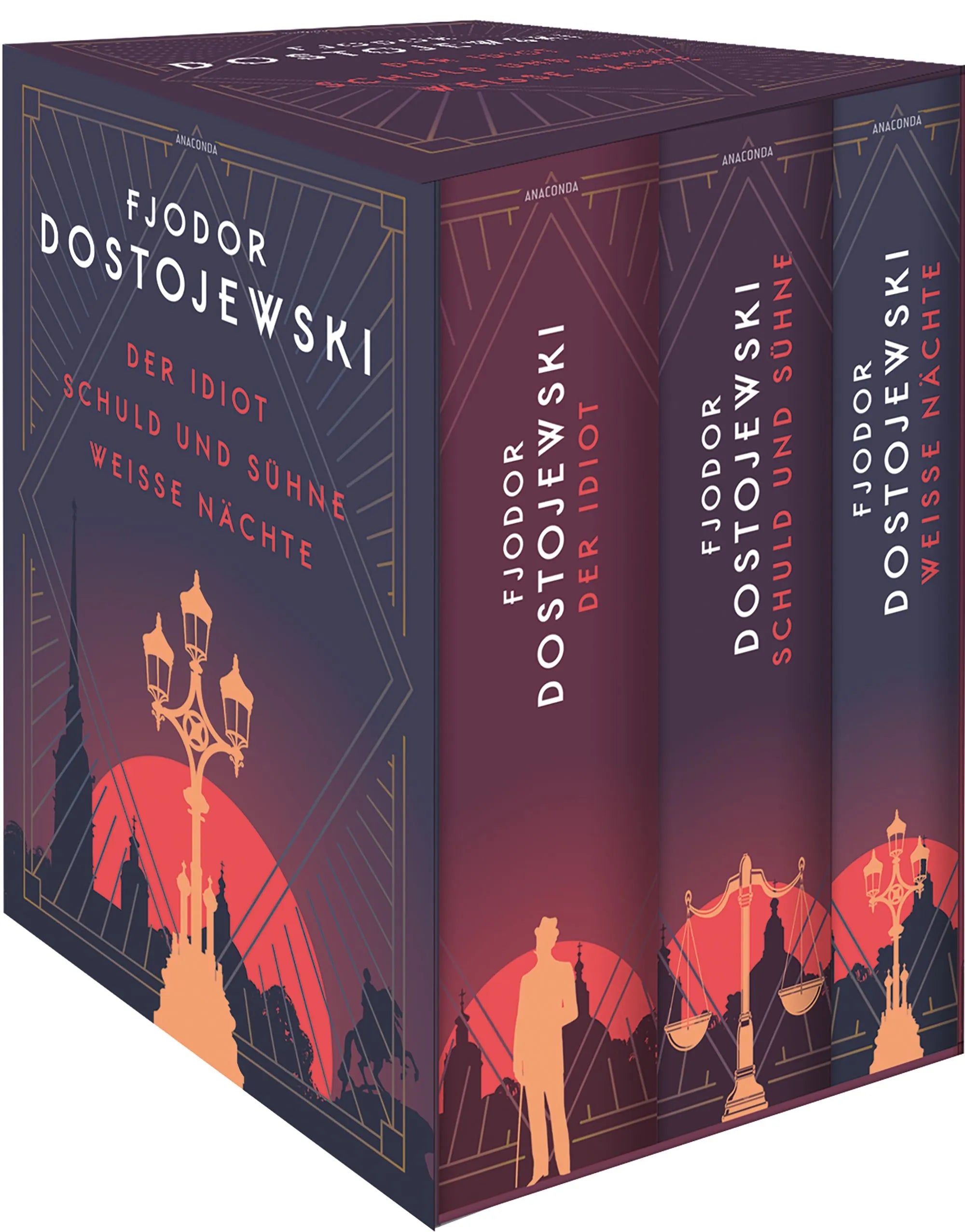 Cover: Dostojewski - Drei Bände im Schuber. Schuld und Sühne. Der Idiot. Weiße Nächte (Taschenbuch) von Fjodor M. Dostojewski