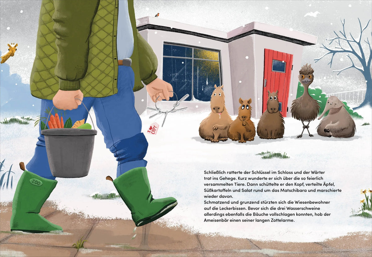 Detailansicht: Drei Wasserschweine & der allererste Schnee (Hardcover)