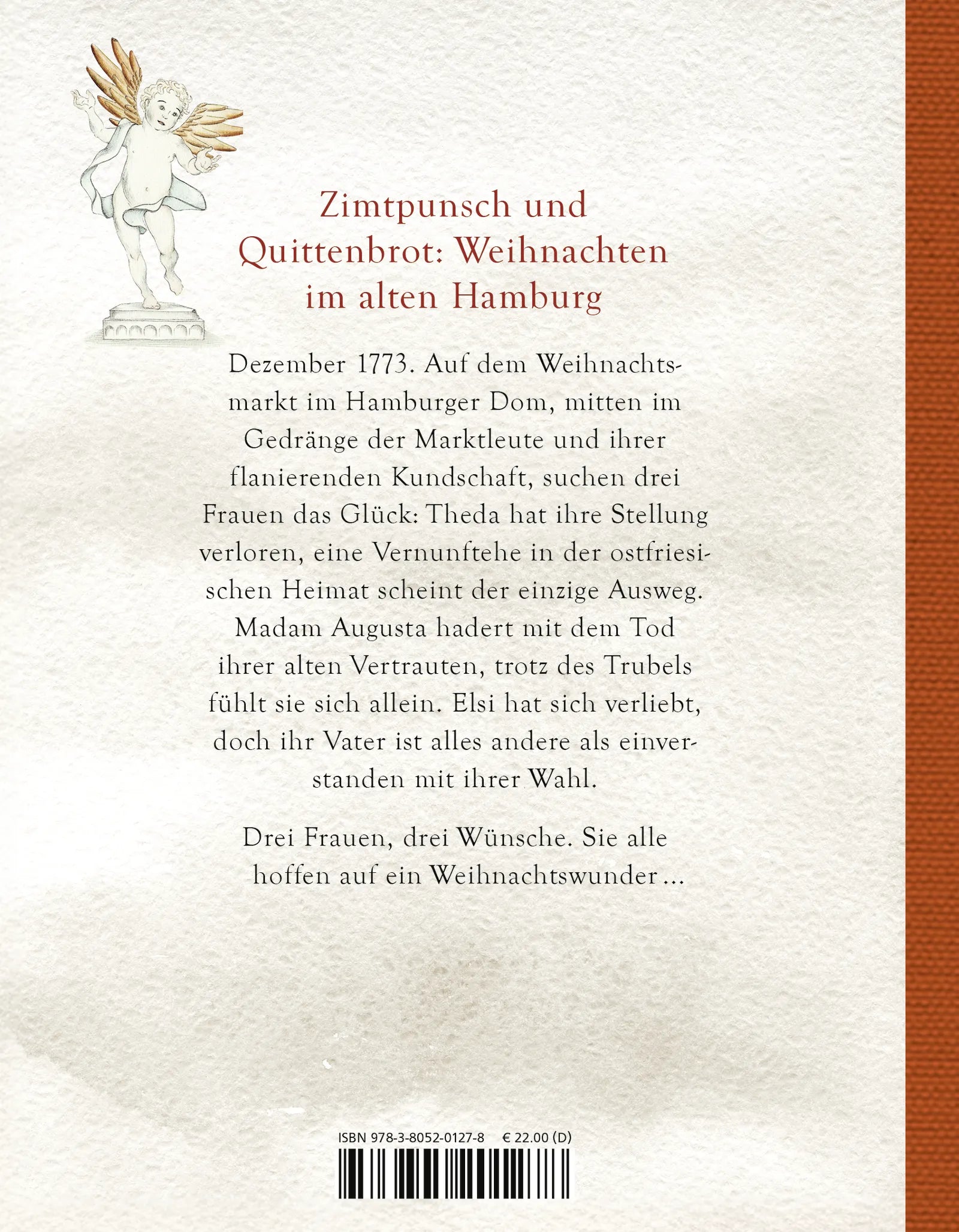 Buchrückseite von 'Drei Wünsche' mit Klappentext - Gebundene Ausgabe