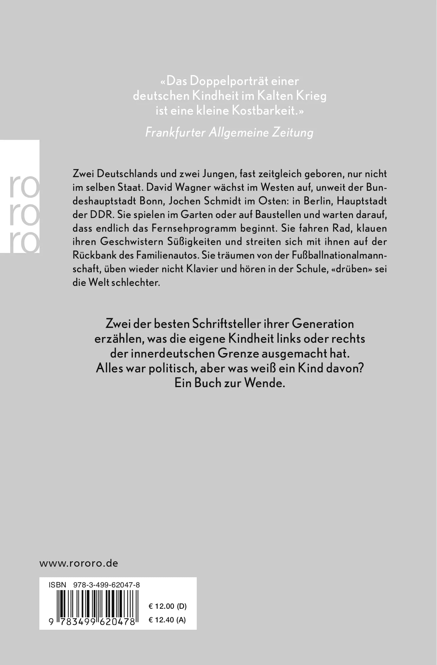 Buchrückseite von 'Drüben und drüben' mit Klappentext - Taschenbuch