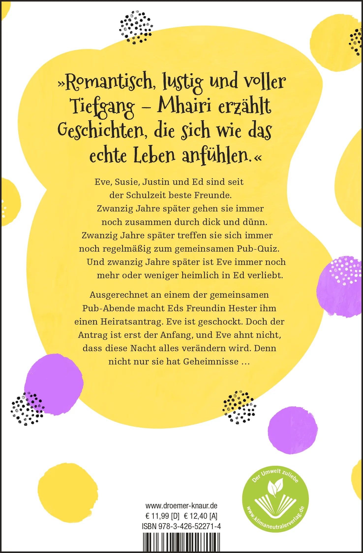 Buchrückseite von 'Du hast mir gerade noch gefehlt' mit Klappentext - Taschenbuch