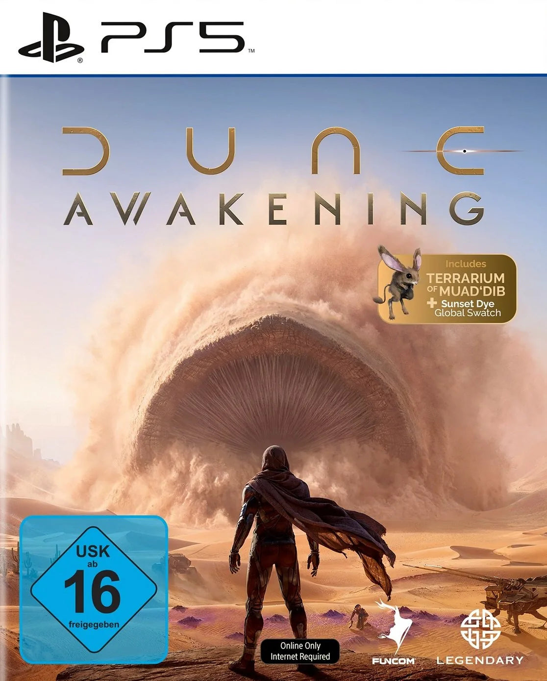 Cover: Dune Awakening (Day 1 Edition) für Playstation 5. Publisher: Bandai Namco Entertainment Germany