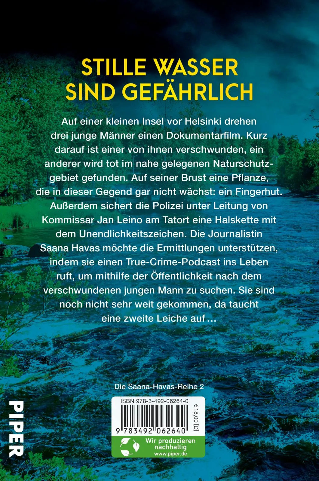 Buchrückseite von 'Dunkelstrom' mit Klappentext - Paperback