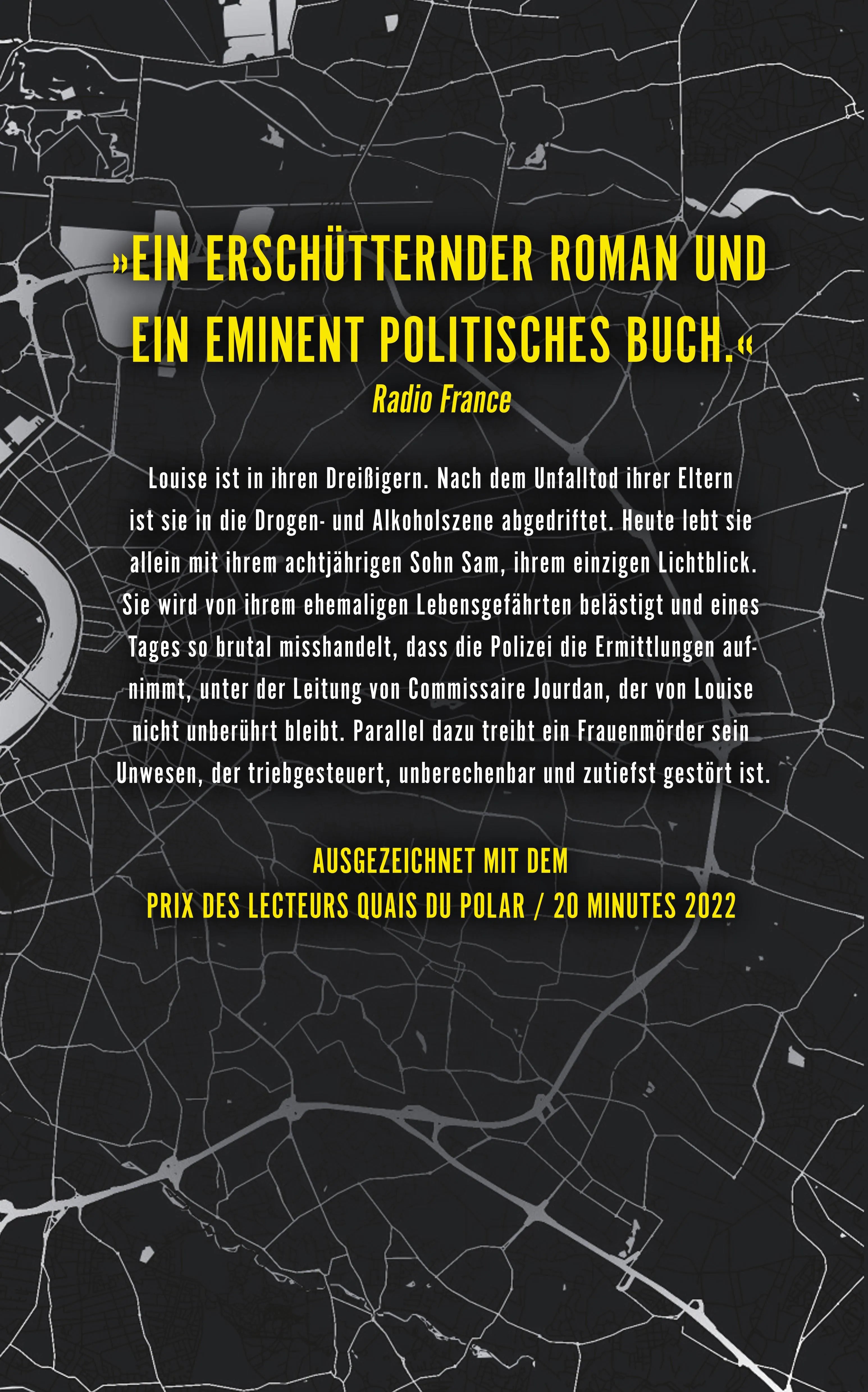 Buchrückseite von 'Durch die dunkelste Nacht' mit Klappentext - Paperback