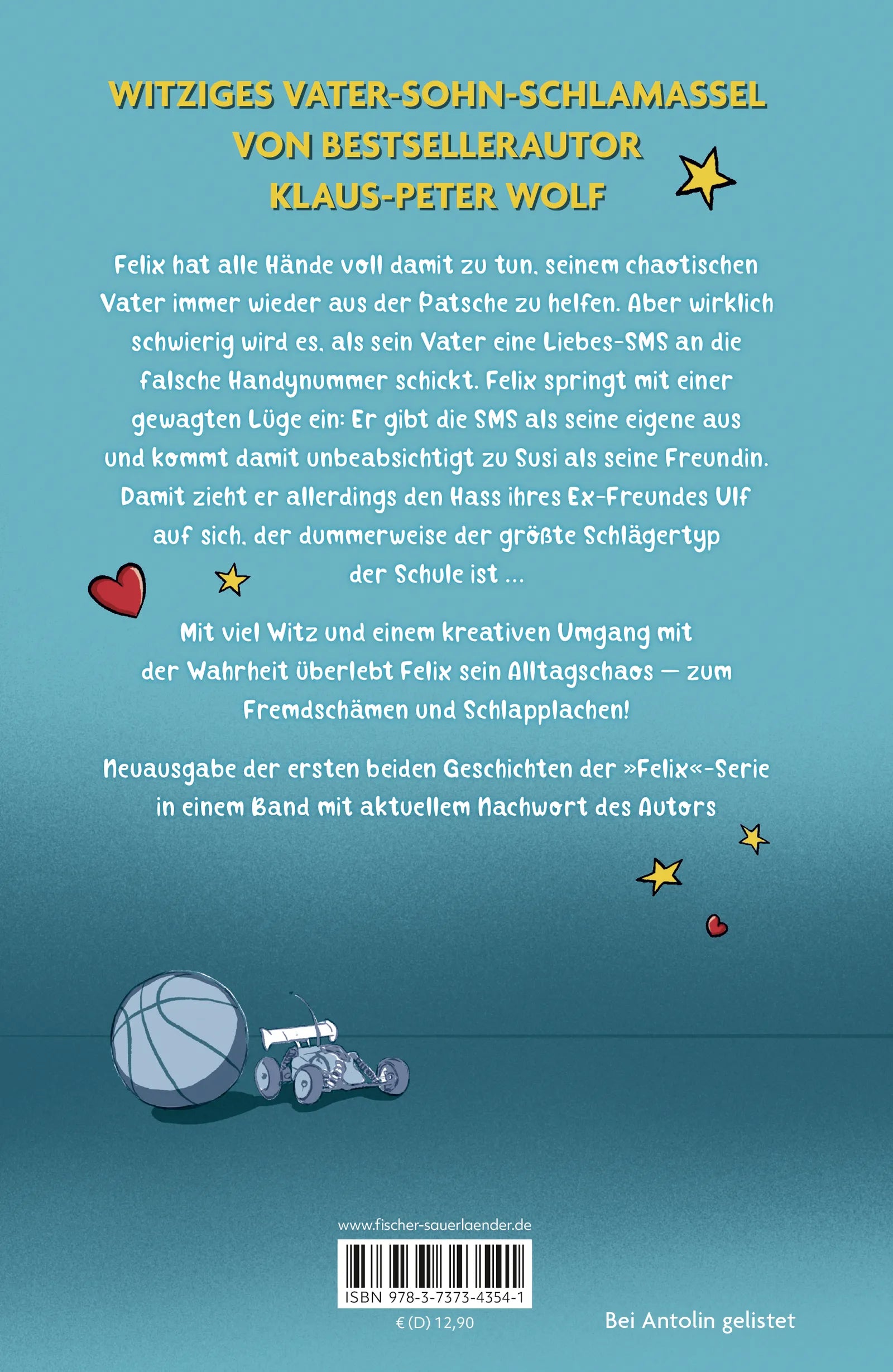 Buchrückseite von 'Echt jetzt? Felix und das wahre Leben' mit Klappentext - Gebundene Ausgabe