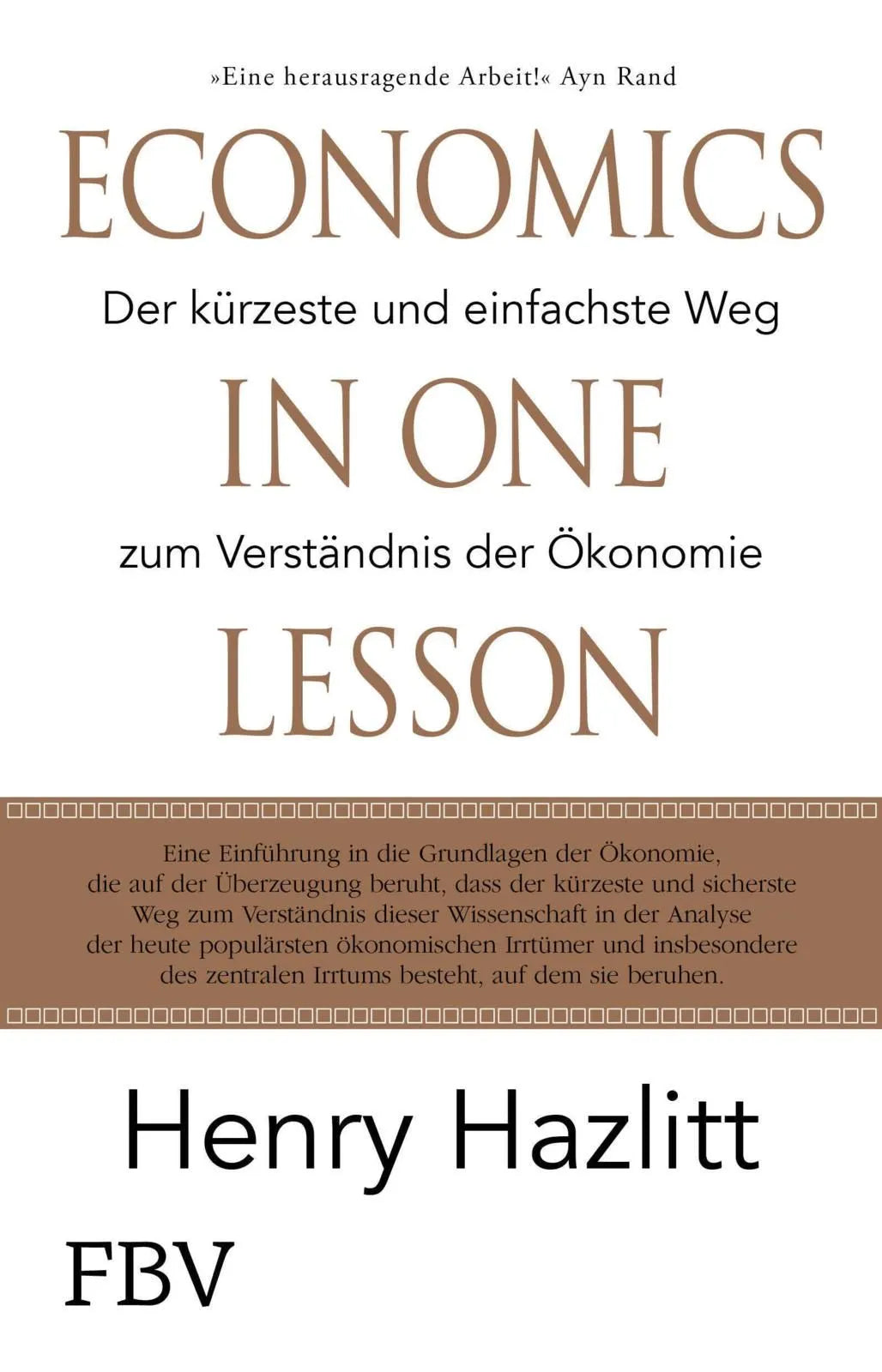 Cover: Economics in one Lesson (Hardcover) von Henry Hazlitt