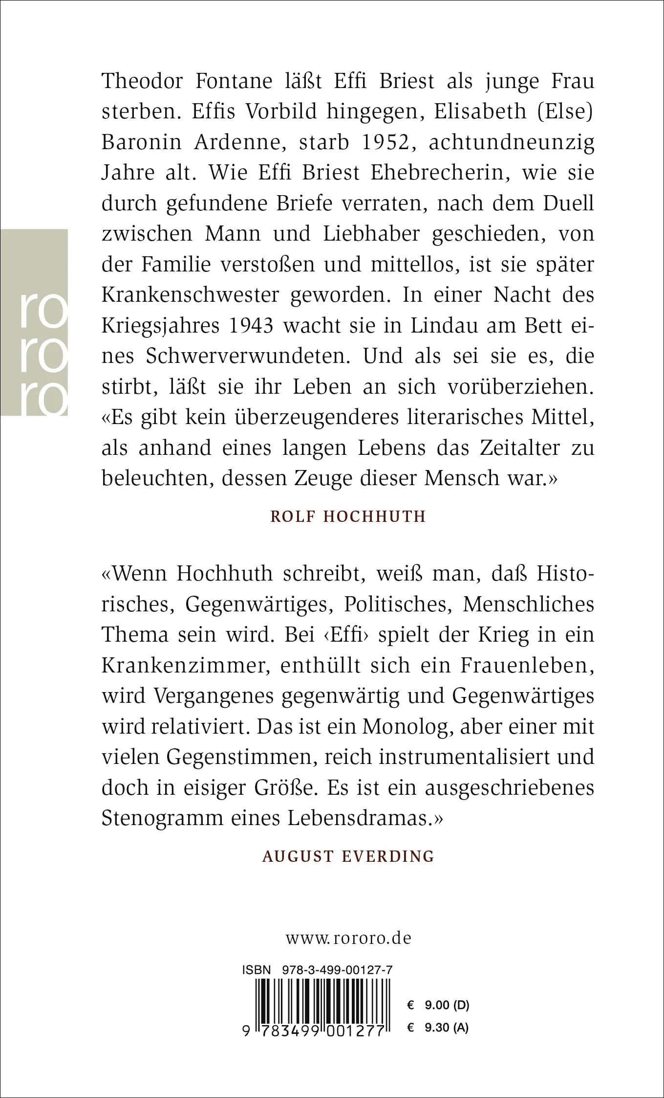 Buchrückseite von 'Effis Nacht' mit Klappentext - Taschenbuch