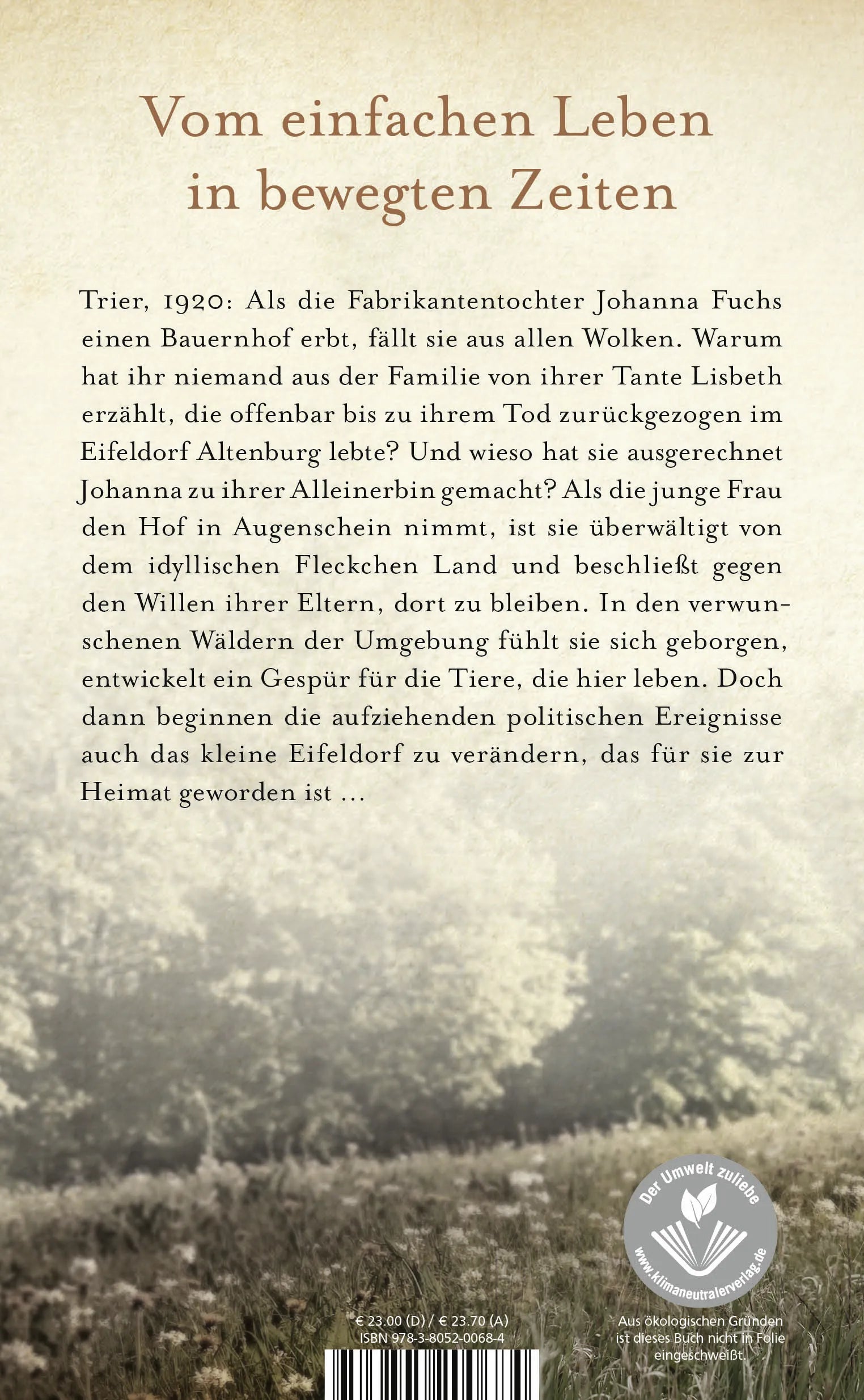 Buchrückseite von 'Eifelfrauen: Das Haus der Füchsin' mit Klappentext - Gebundene Ausgabe