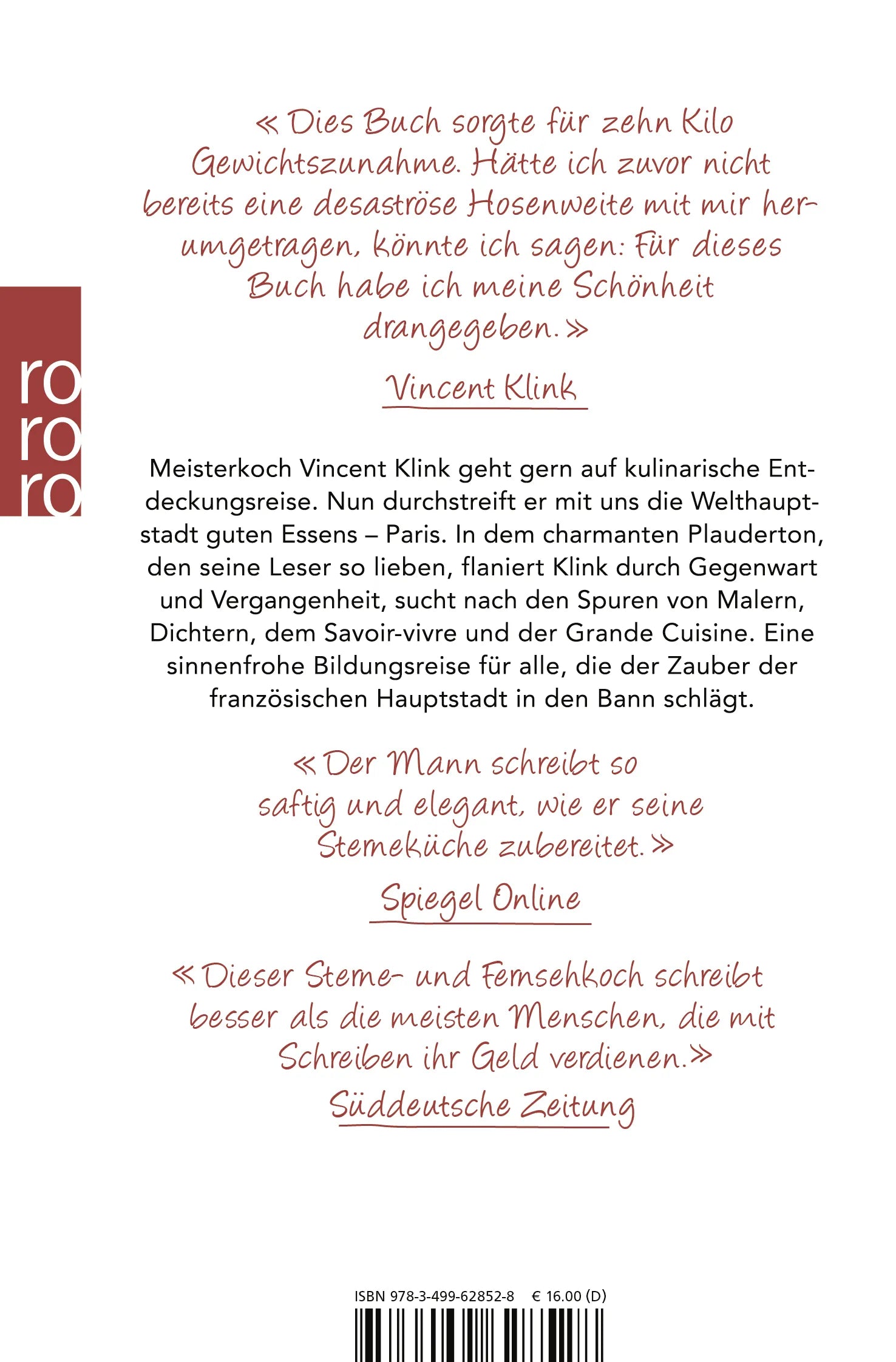 Buchrückseite von 'Ein Bauch spaziert durch Paris' mit Klappentext - Taschenbuch