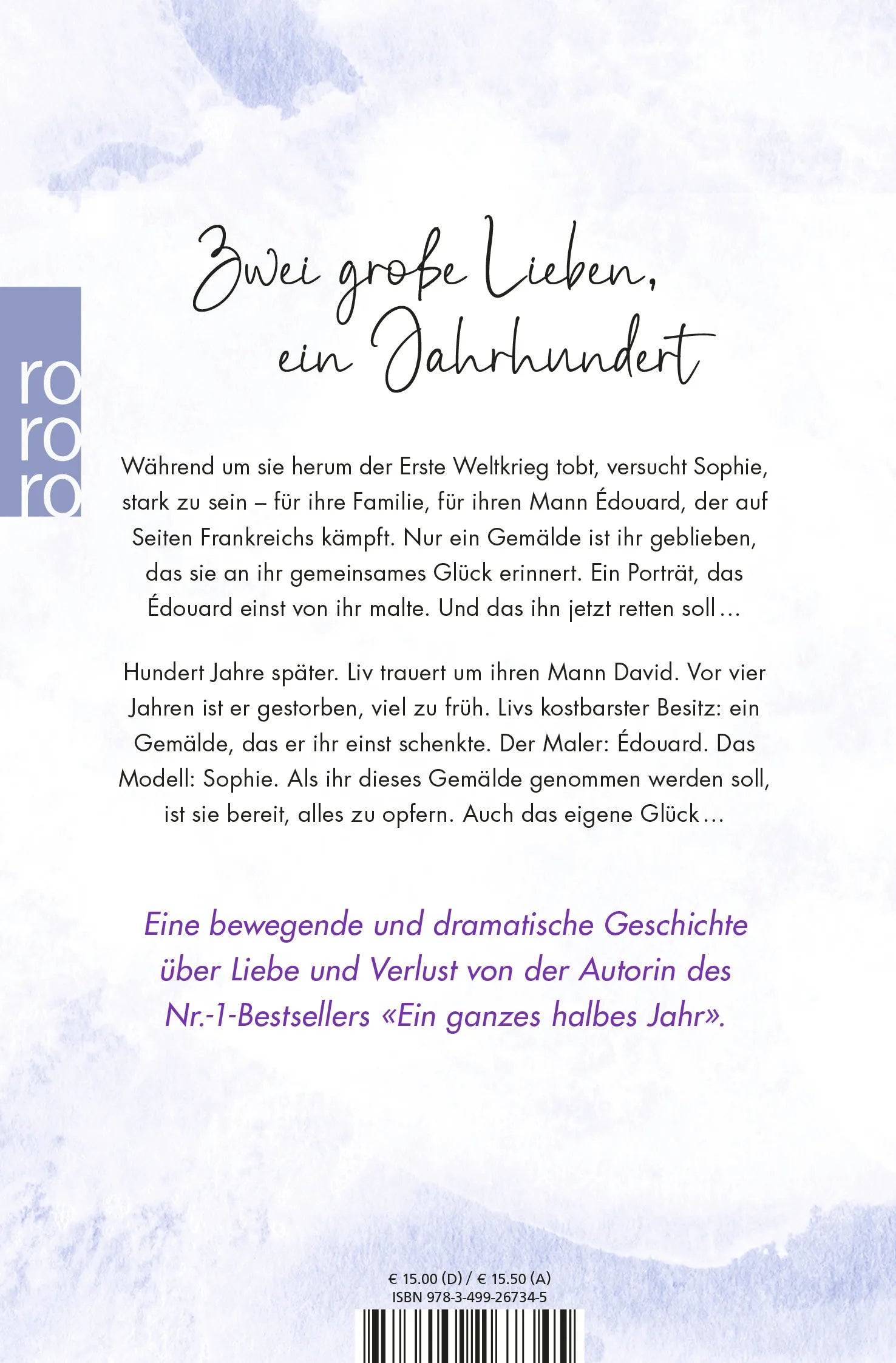 Buchrückseite von 'Ein Bild von dir' mit Klappentext - Taschenbuch