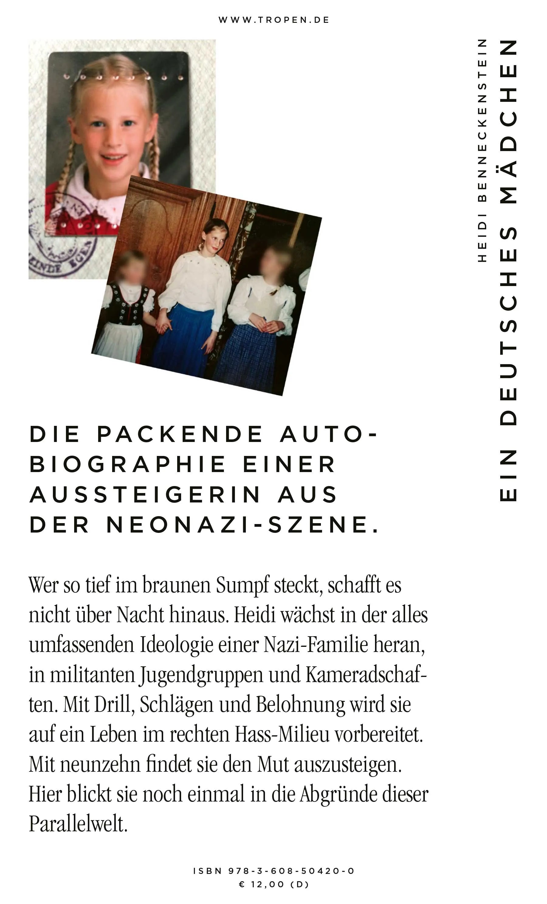Buchrückseite von 'Ein deutsches Mädchen' mit Klappentext - Taschenbuch