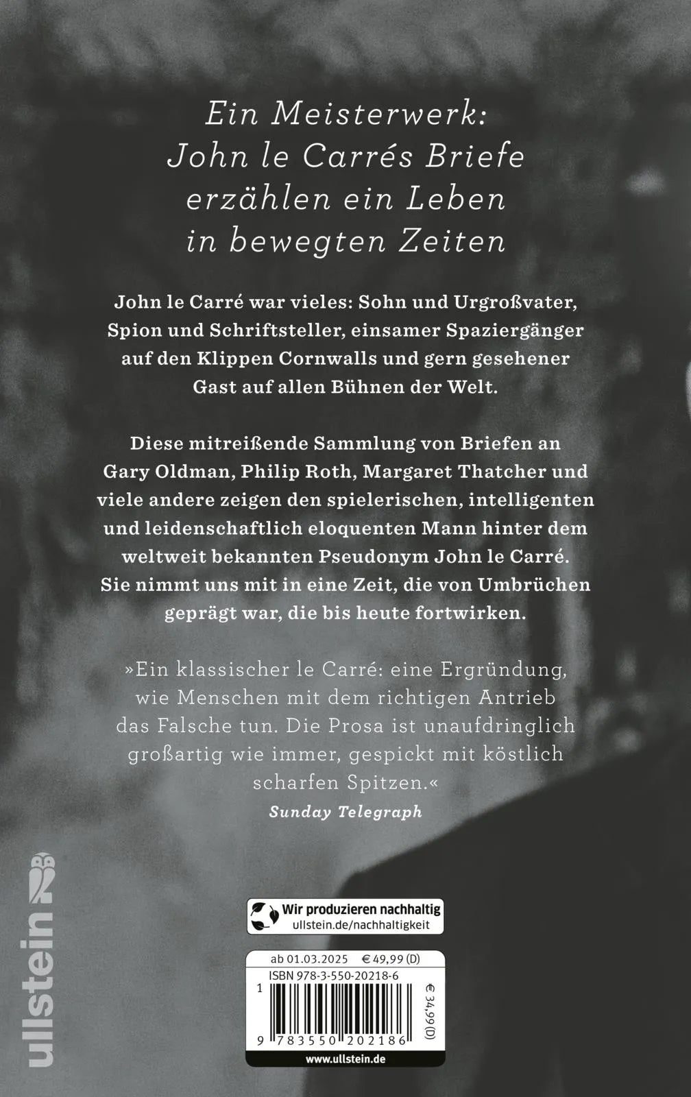 Buchrückseite von 'Ein diskreter Spion. John le Carrés Briefe' mit Klappentext - Gebundene Ausgabe