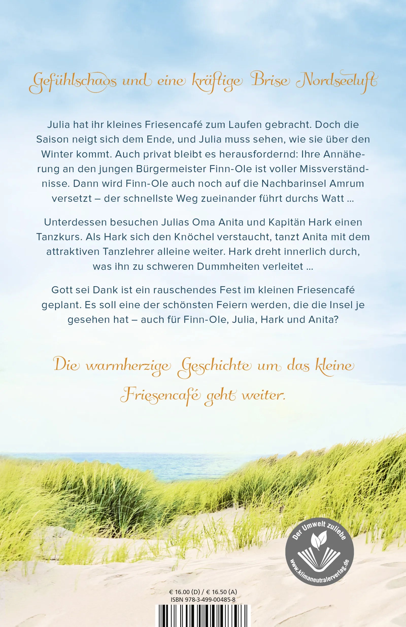 Buchrückseite von 'Ein Fest im kleinen Friesencafé' mit Klappentext - Paperback