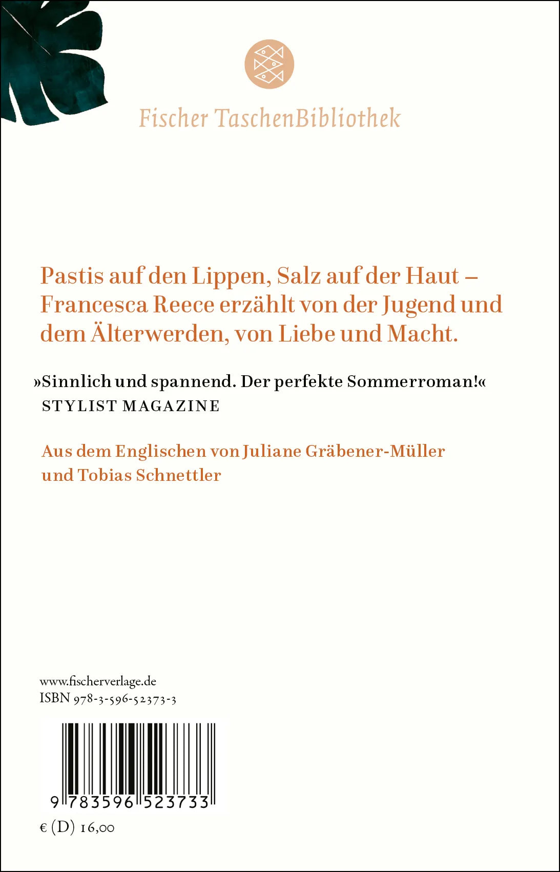 Buchrückseite von 'Ein französischer Sommer' mit Klappentext - Gebundene Ausgabe