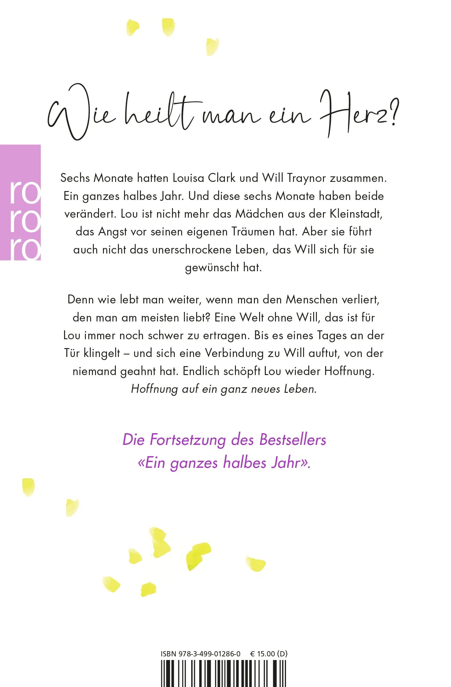 Buchrückseite von 'Ein ganz neues Leben' mit Klappentext - Taschenbuch