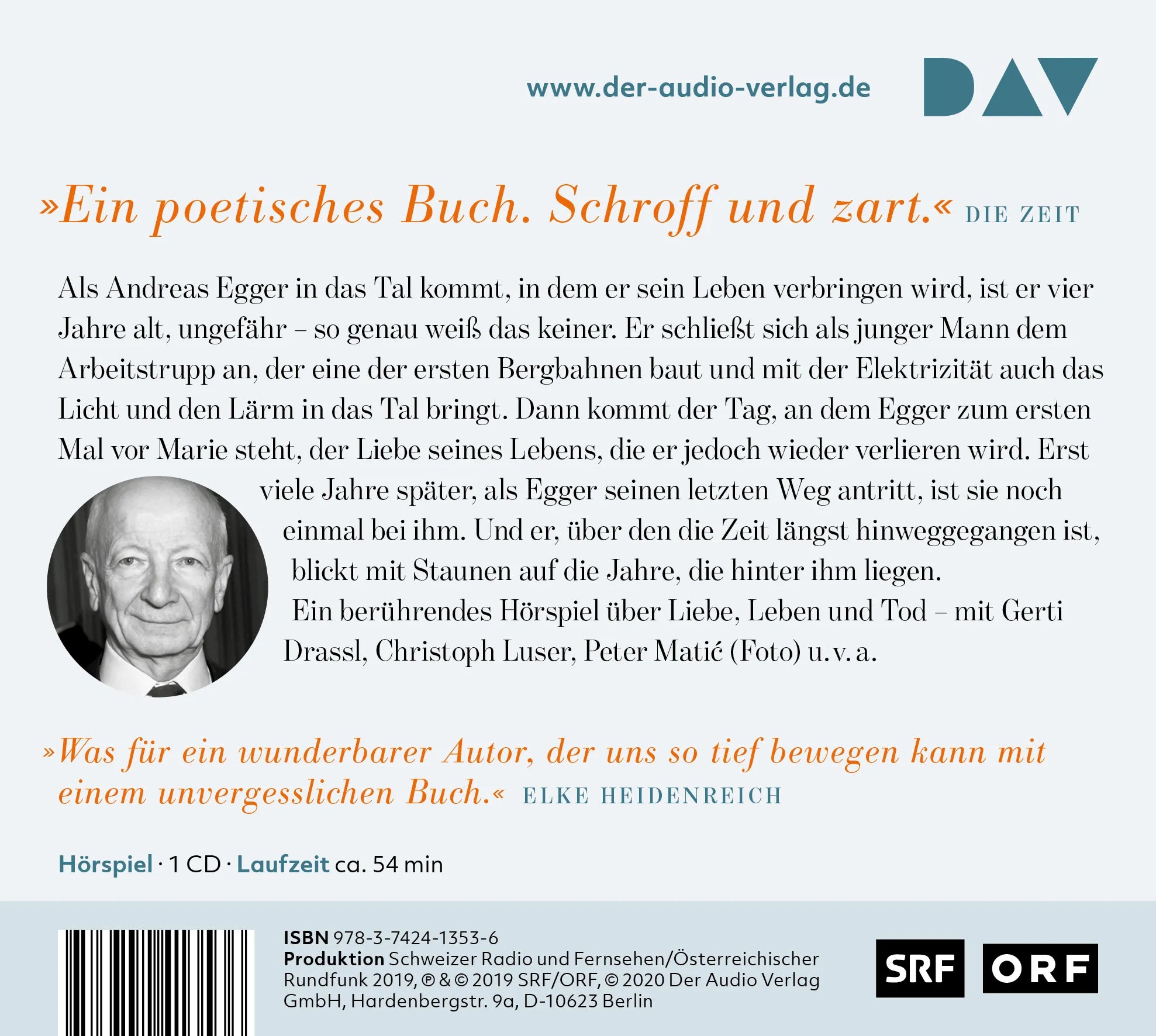 Buchrückseite von 'Ein ganzes Leben' mit Klappentext - Hörbuch (CD)