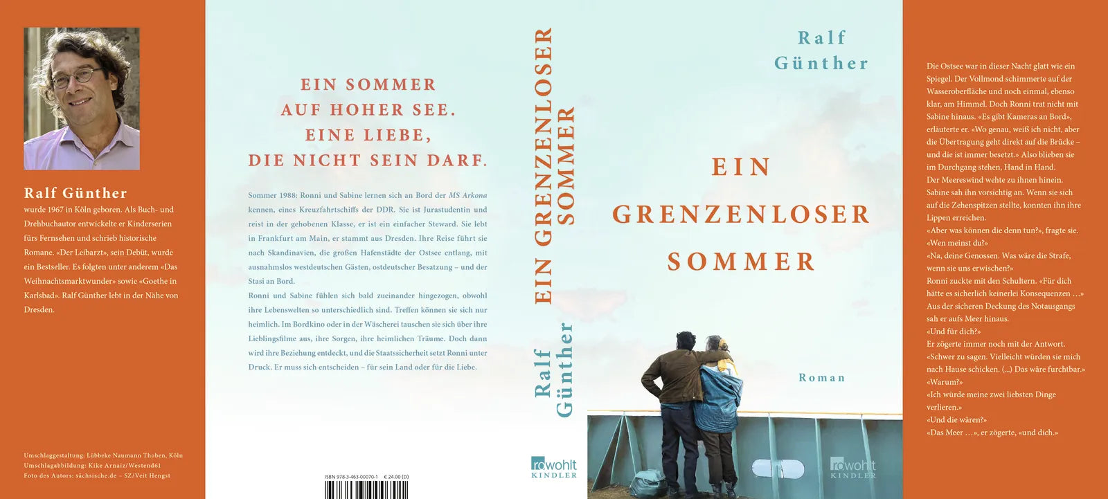 Buchrückseite von 'Ein grenzenloser Sommer' mit Klappentext - Gebundene Ausgabe