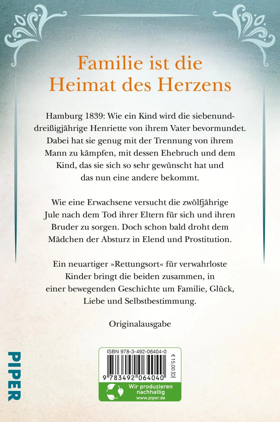 Buchrückseite von 'Ein Haus voller Hoffnung' mit Klappentext - Paperback