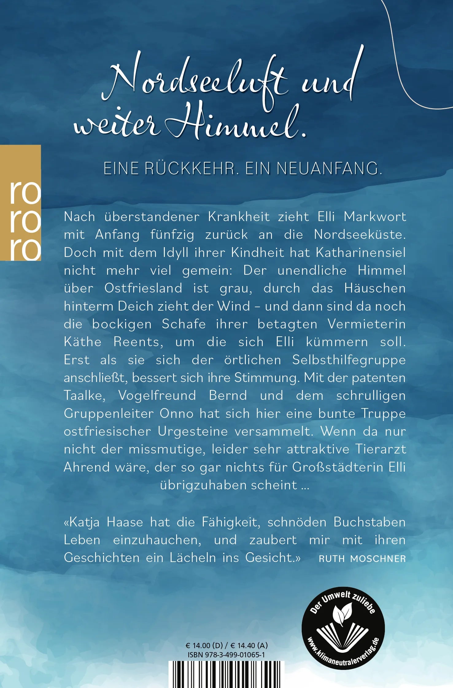 Buchrückseite von 'Ein Jahr hinterm Deich' mit Klappentext - Taschenbuch