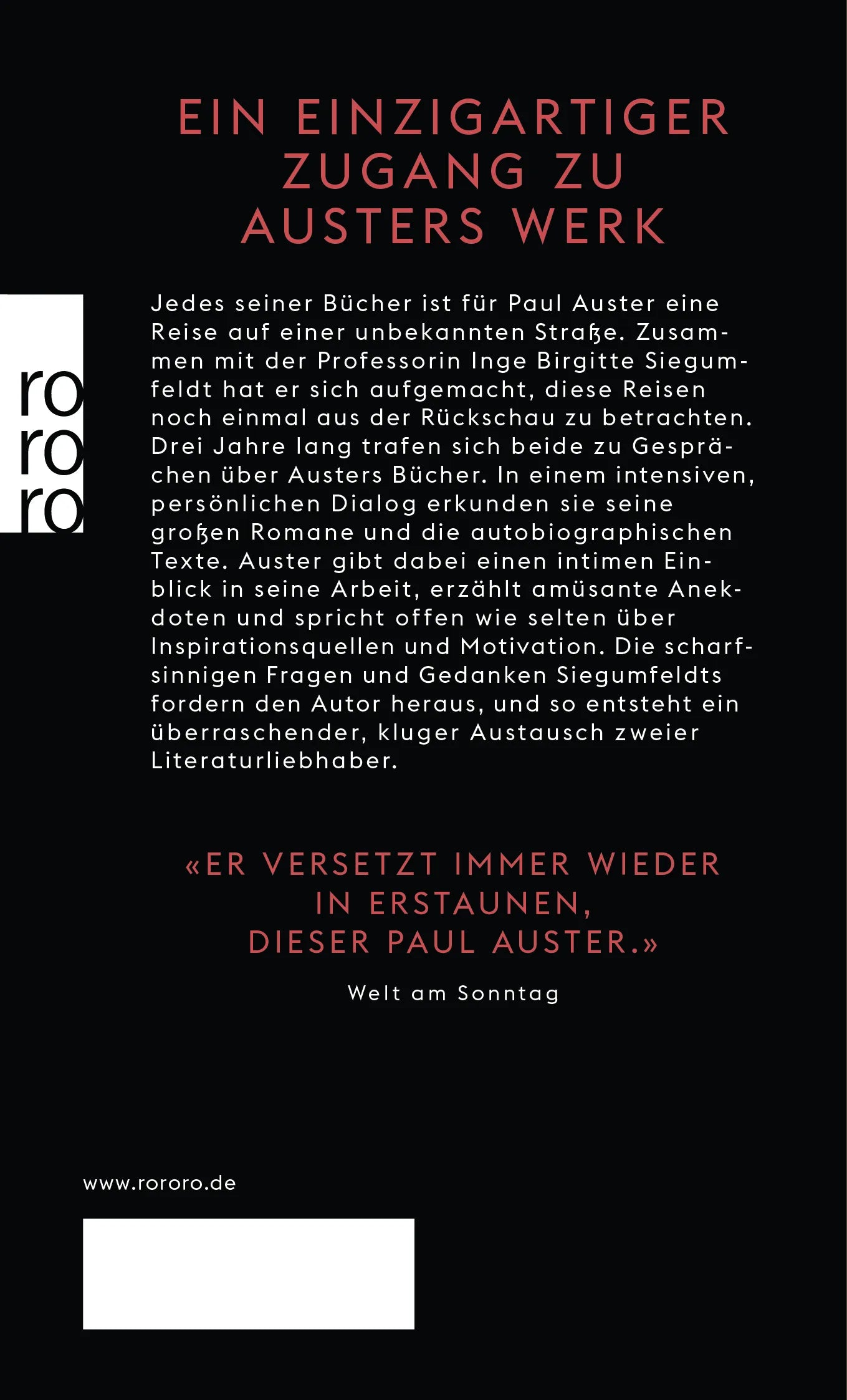 Buchrückseite von 'Ein Leben in Worten' mit Klappentext - Taschenbuch