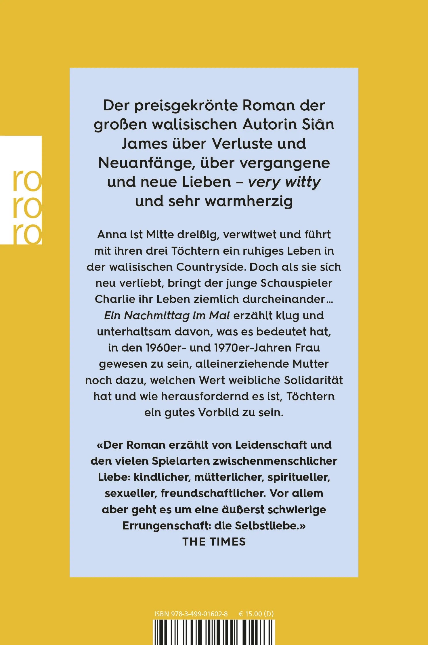 Buchrückseite von 'Ein Nachmittag im Mai' mit Klappentext - Taschenbuch